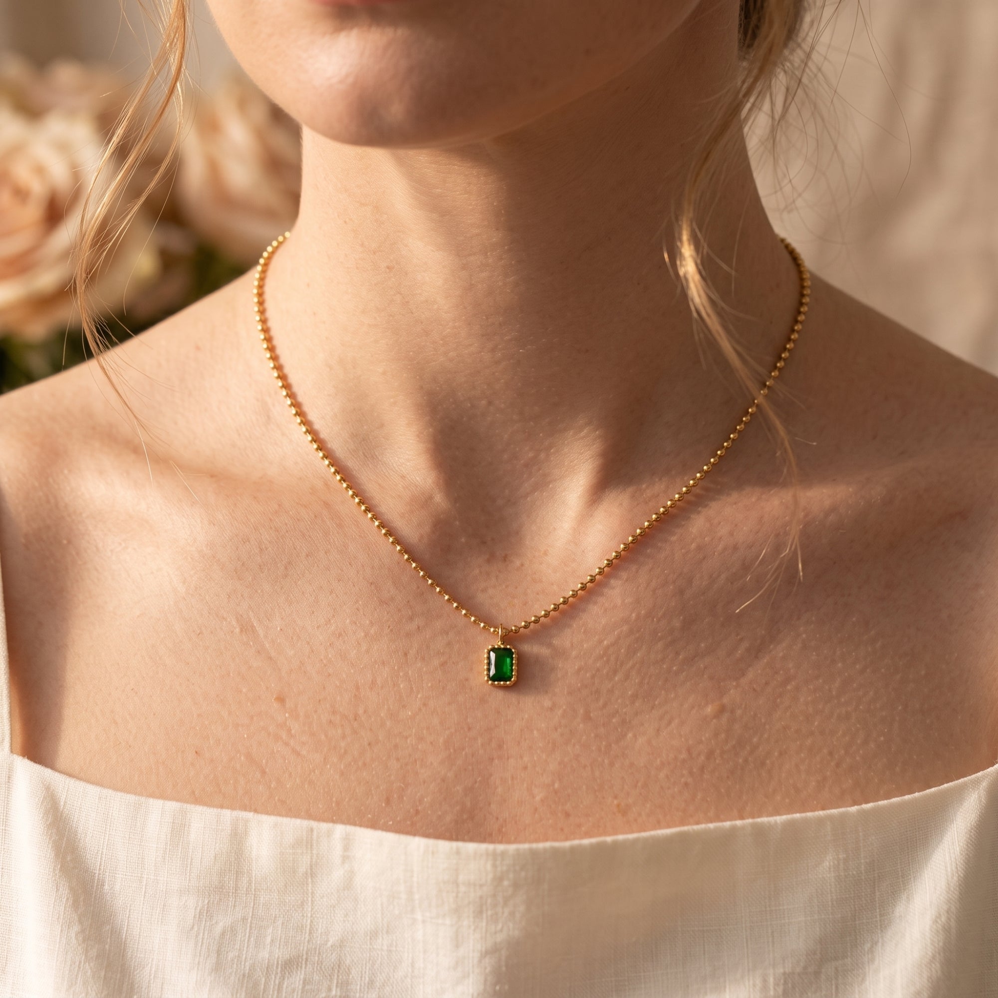 The Emerald Beaded Pendant Necklace