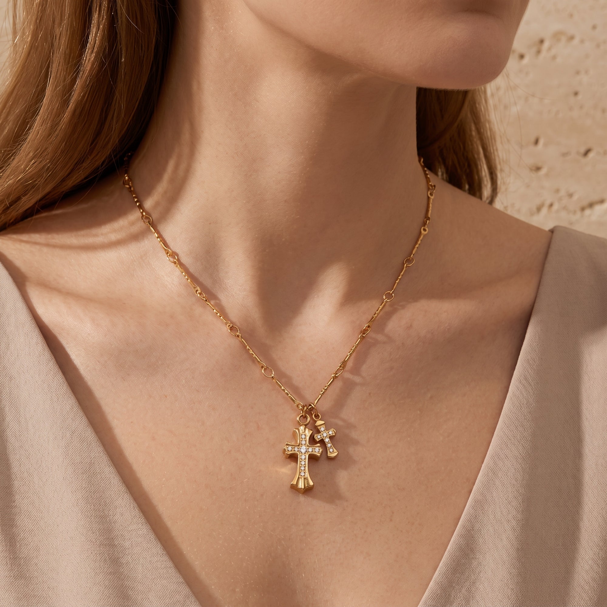 The Double Cross Pendant Necklace
