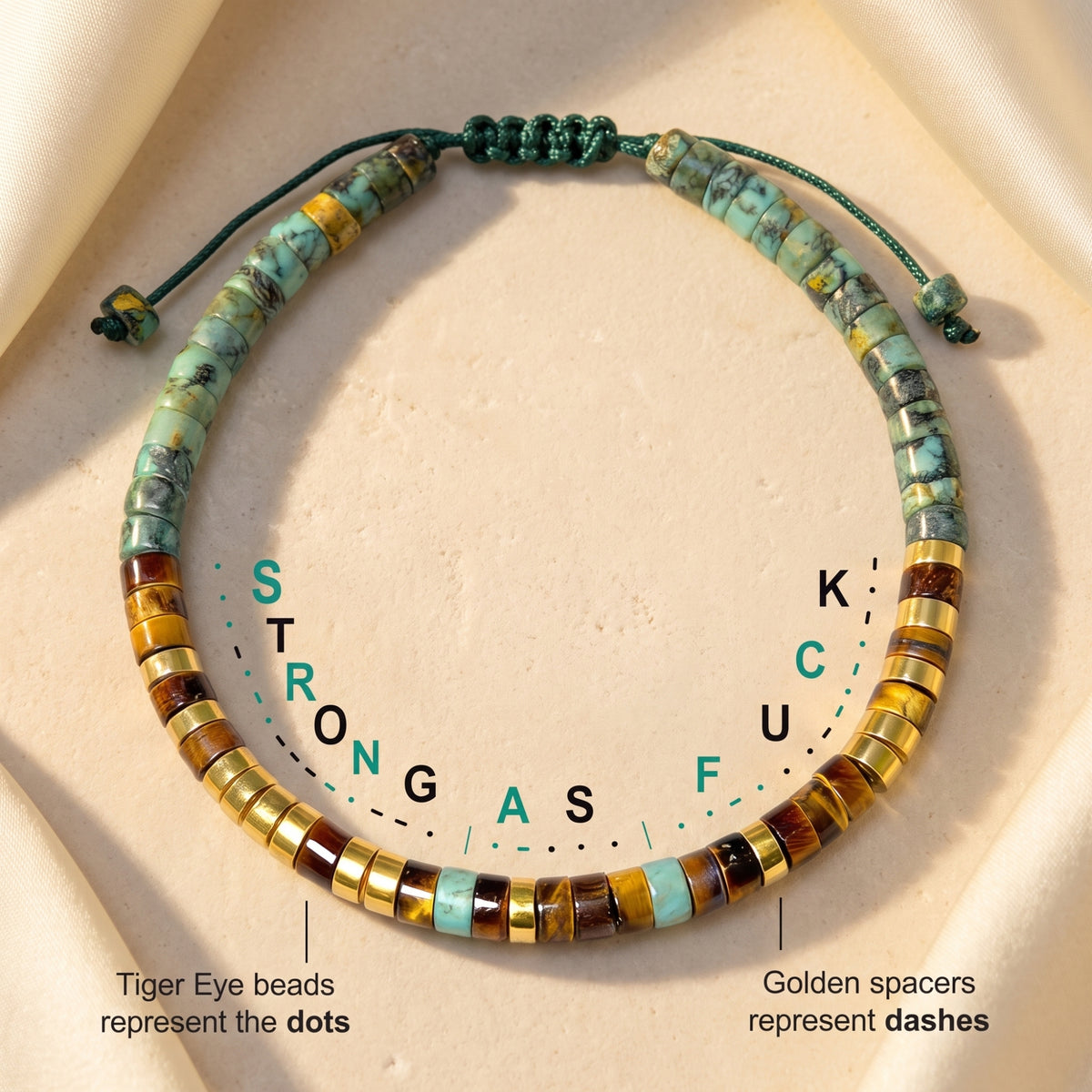 The Tiger Eye Morse Code Bracelet