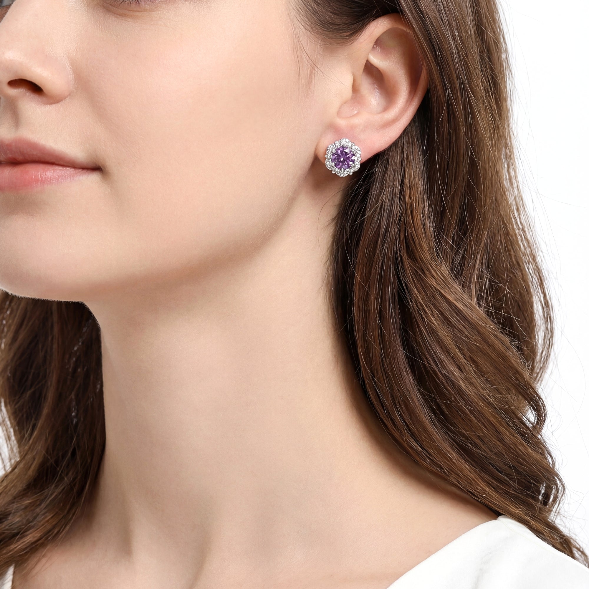 The Elodie Halo Studs - S925 Sterling Silver