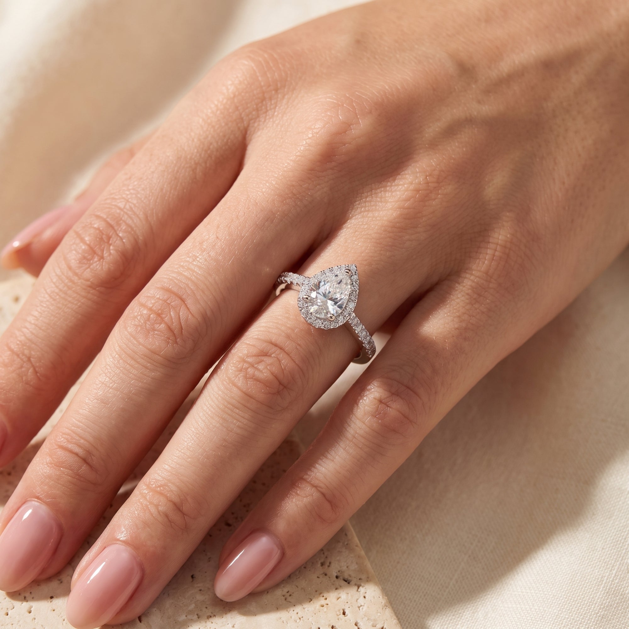 The Aria Teardrop Halo Ring