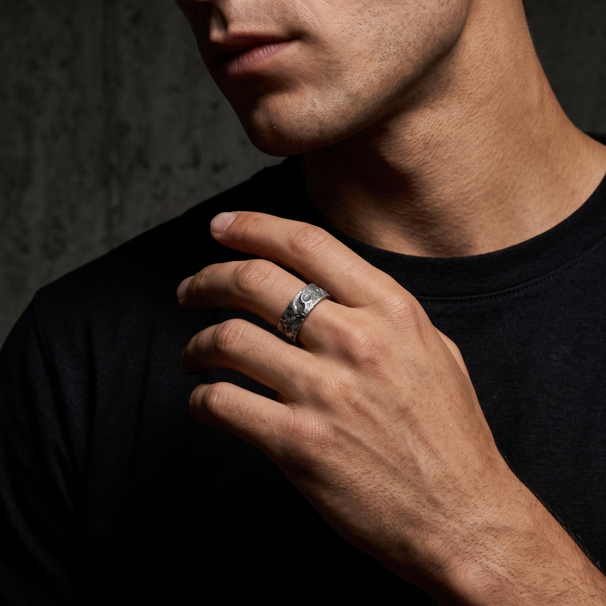 The Lunar Crater Open Band Ring