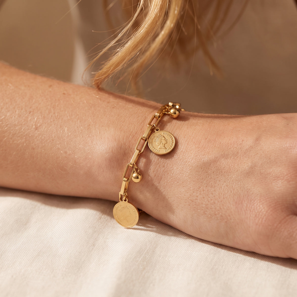 The Coin Charm Link Bracelet