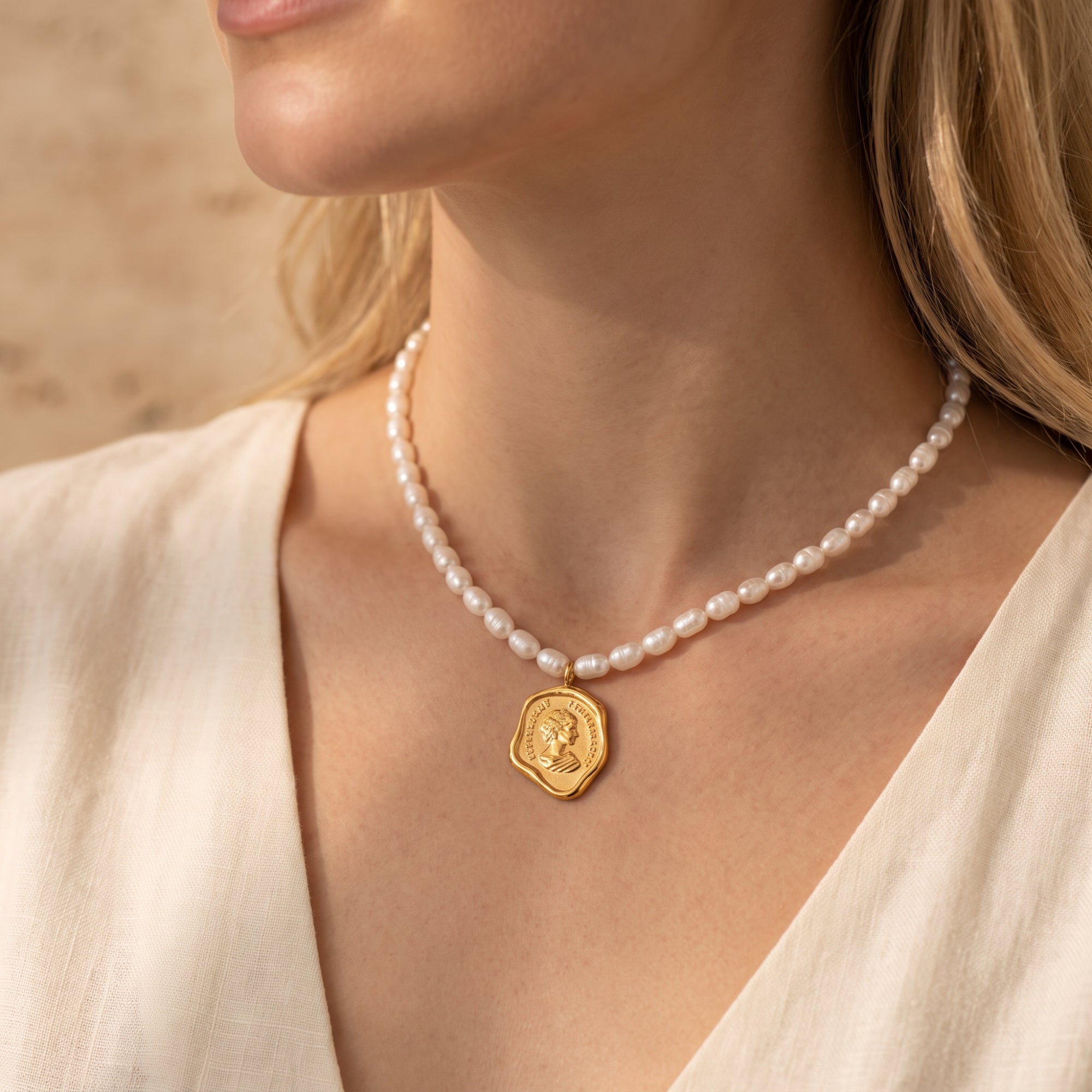 The Monarch Coin Pearl Necklace