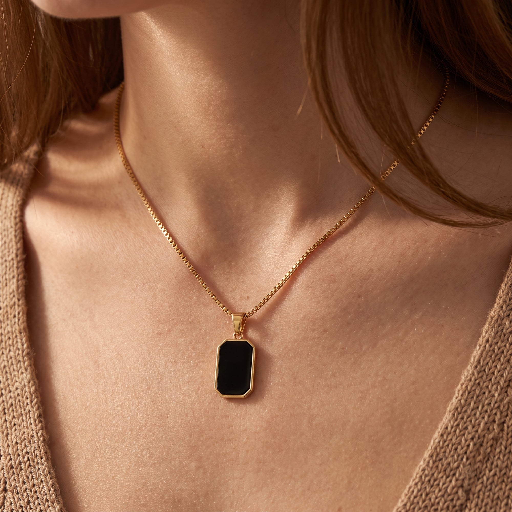 The Noir Octagon Bezel Necklace