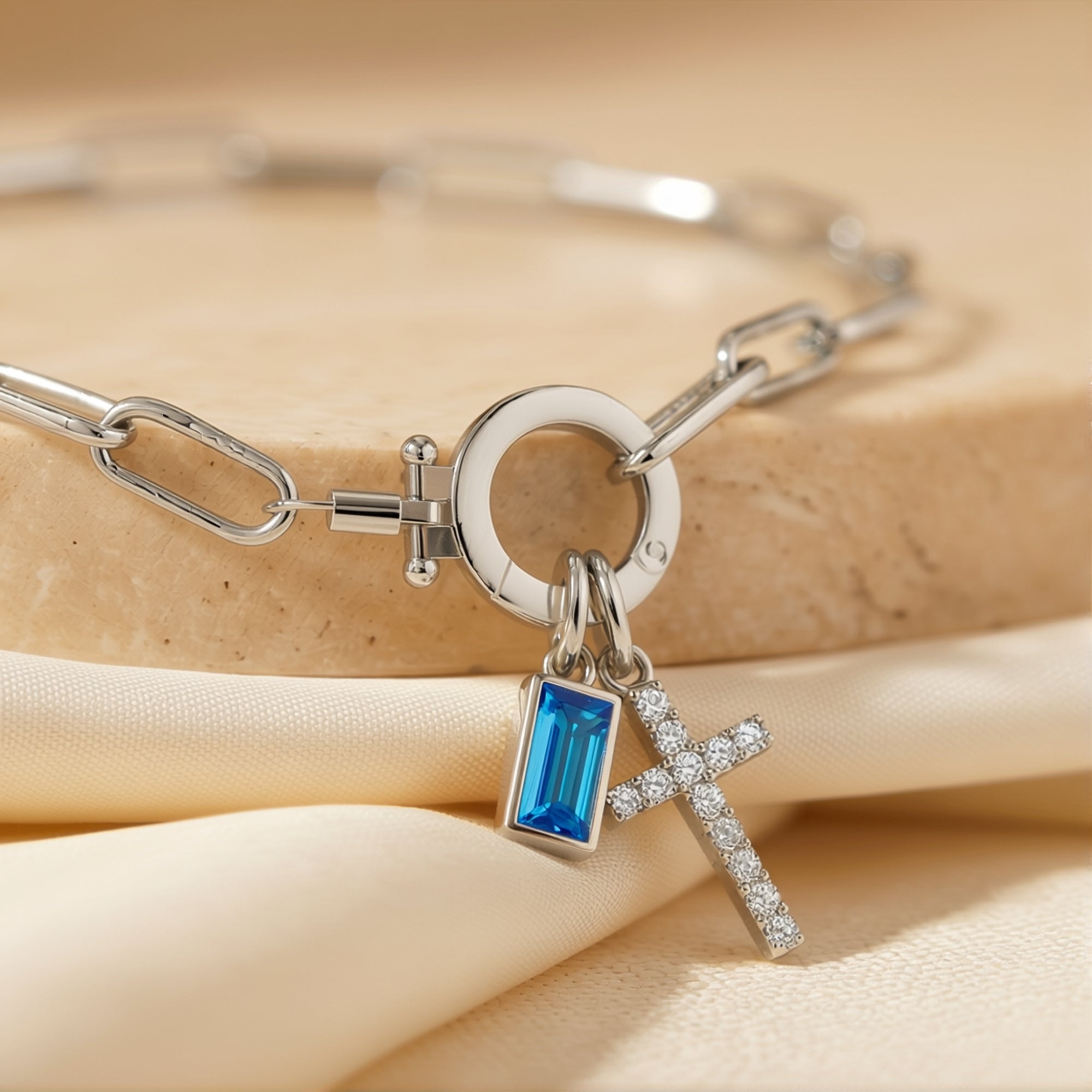 The Faithful Connection Birthstone Cross Bracelet