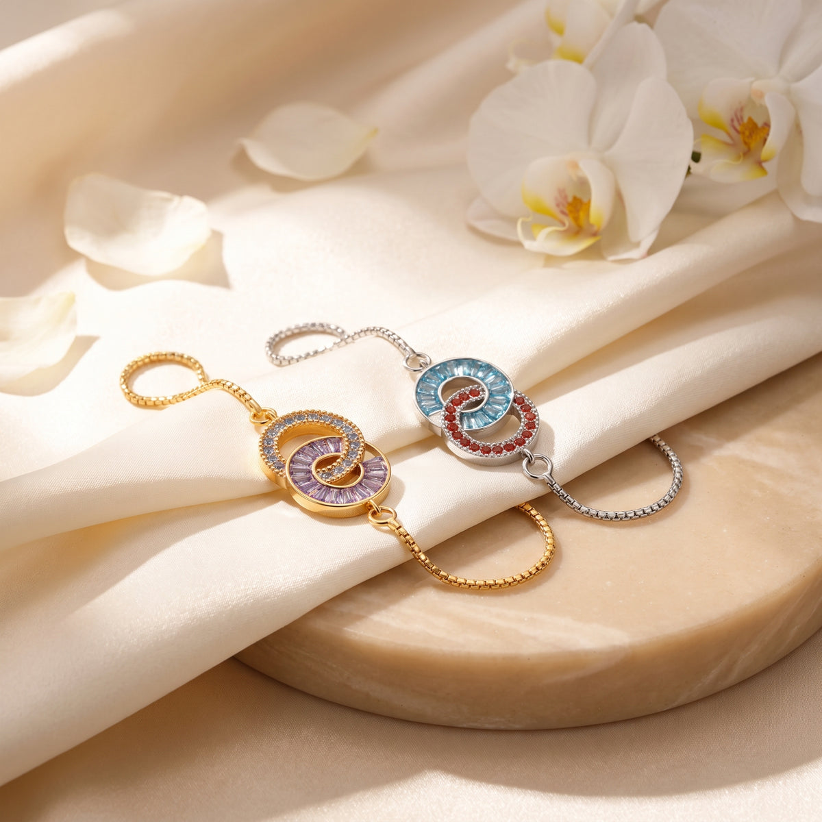 The Linked Circle Birthstone Bracelet