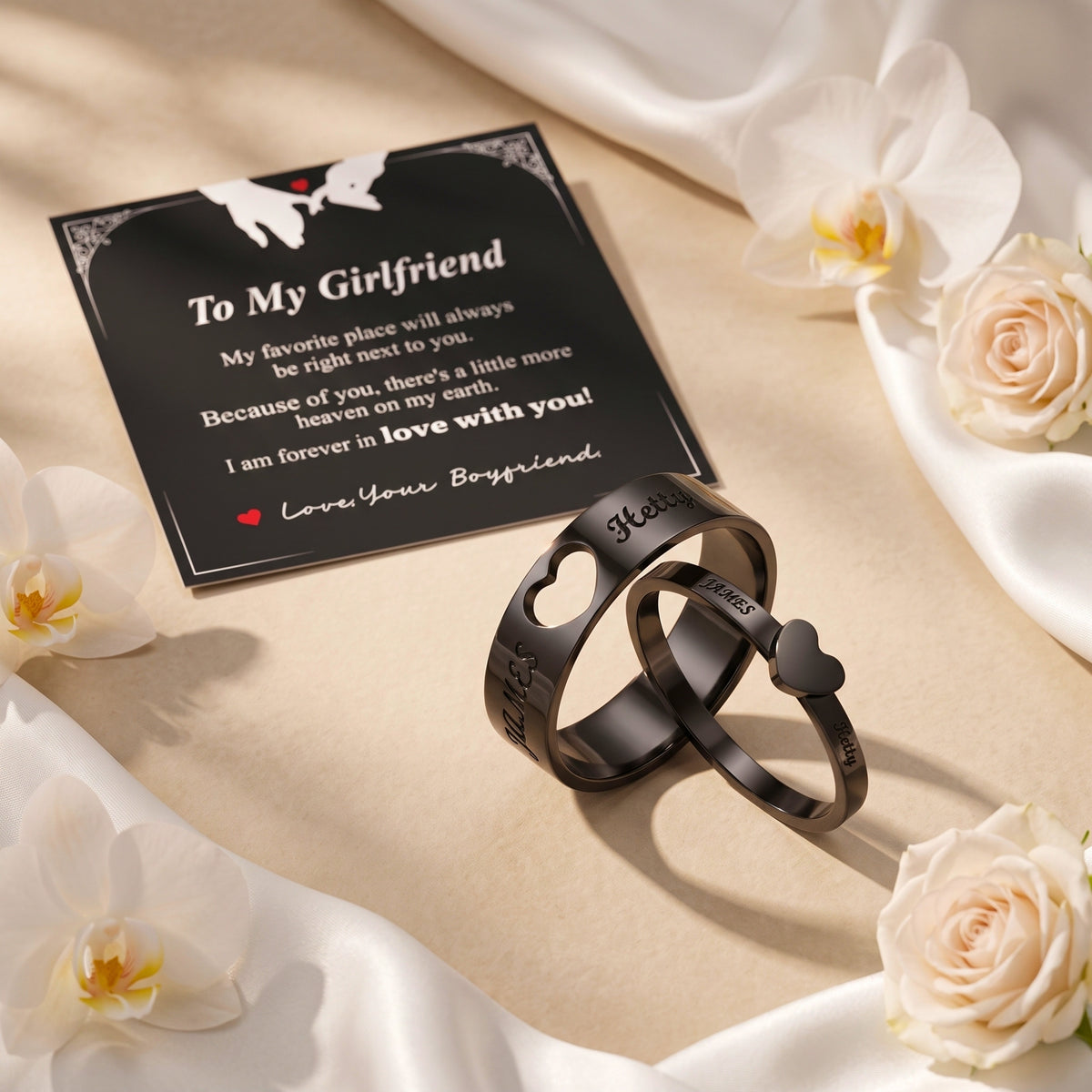 The Interlocking Heart Matching Band Ring