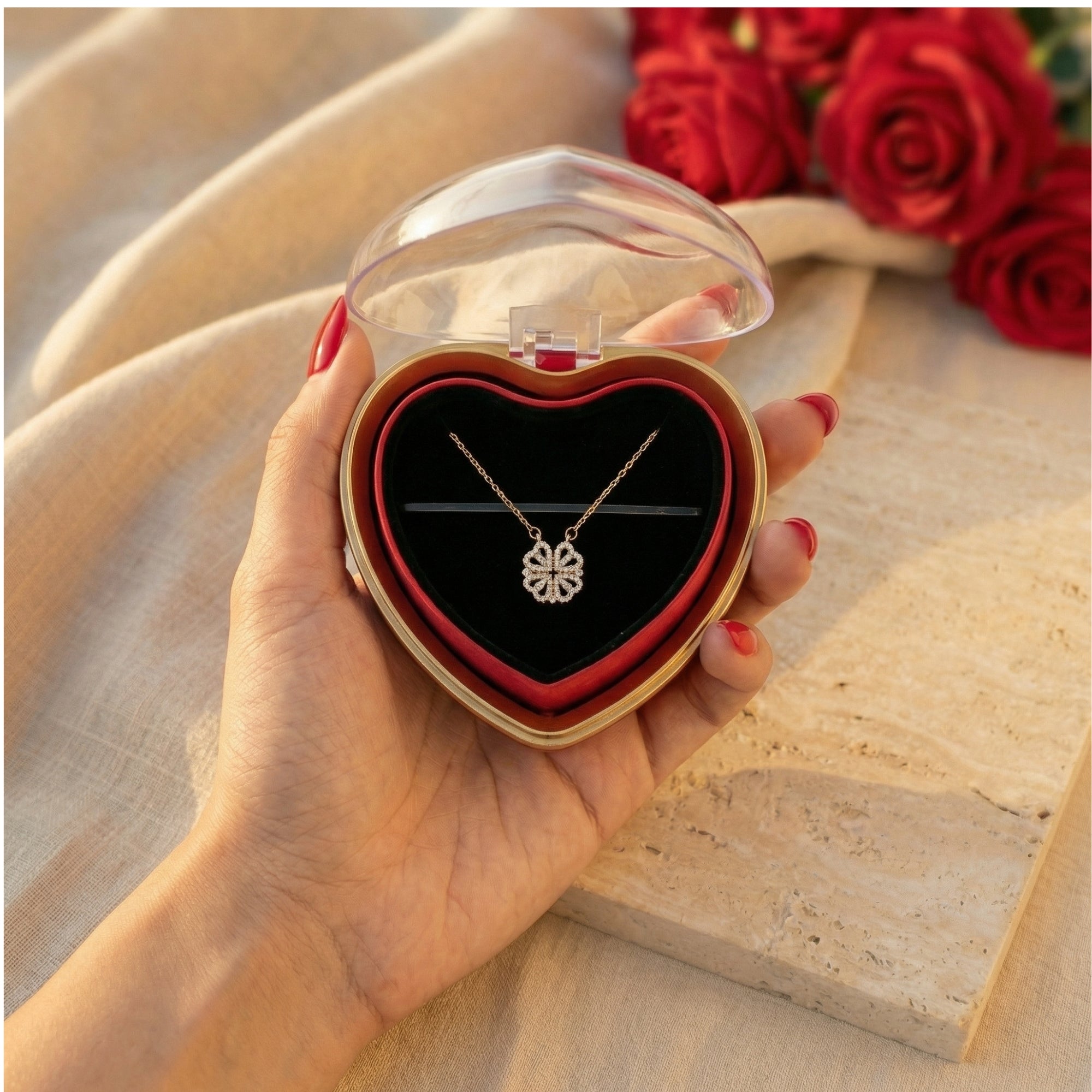 The 'Everlasting Hearts' Clover Necklace