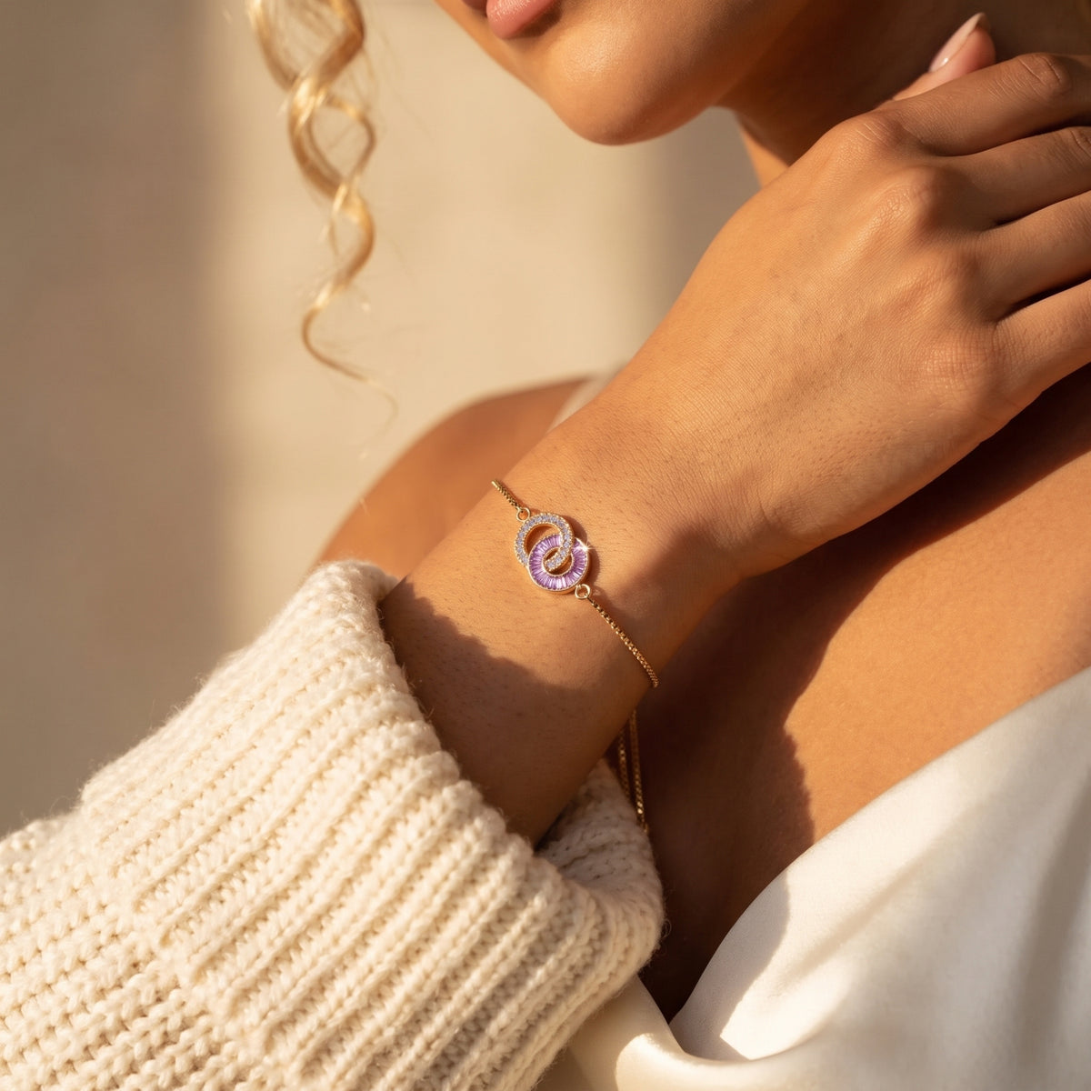 The Linked Circle Birthstone Bracelet