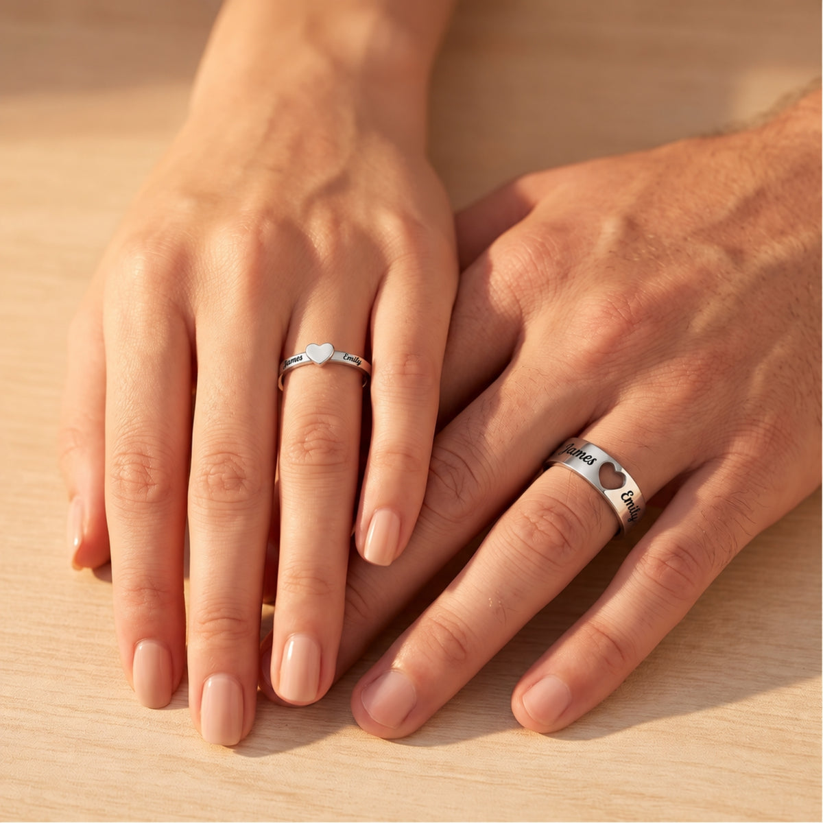 The Interlocking Heart Matching Band Ring