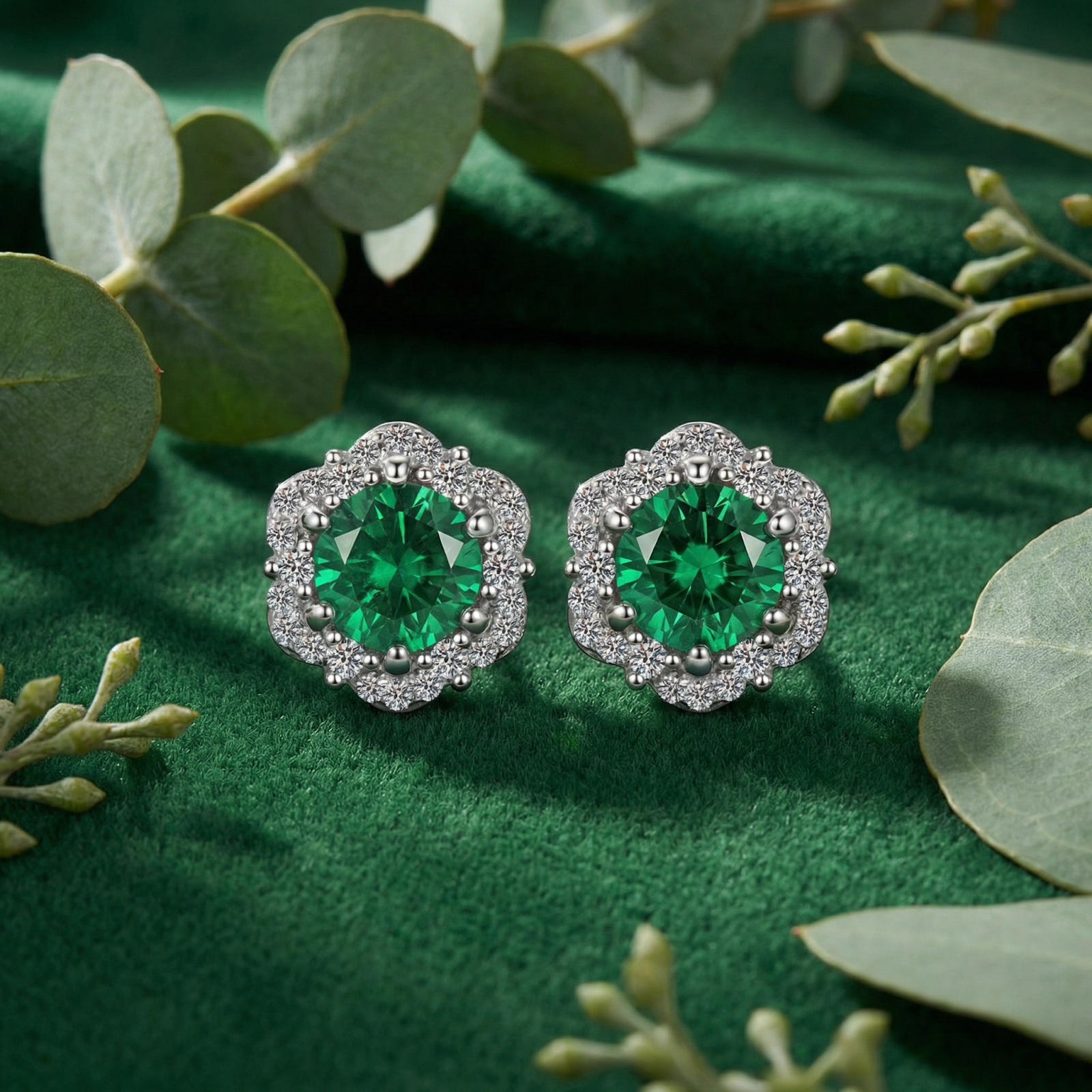 The Valeriana Halo Studs - S925 Sterling Silver