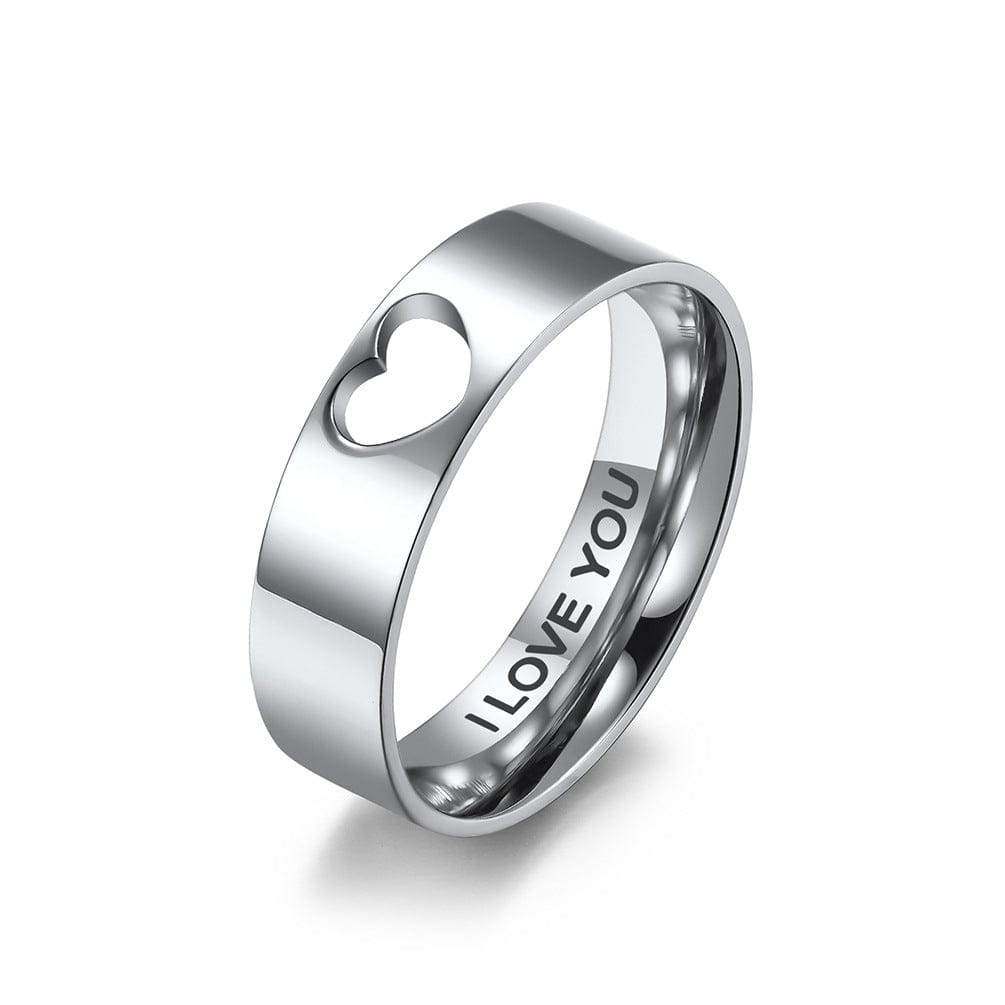 Personalized Matching Heart Layering Couple Ring Set
