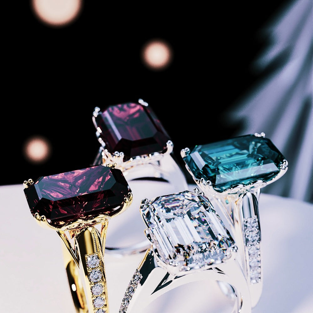 The Dream Collection - 4 Emerald-Cut Rings - S925 or 18K Gold Vermeil