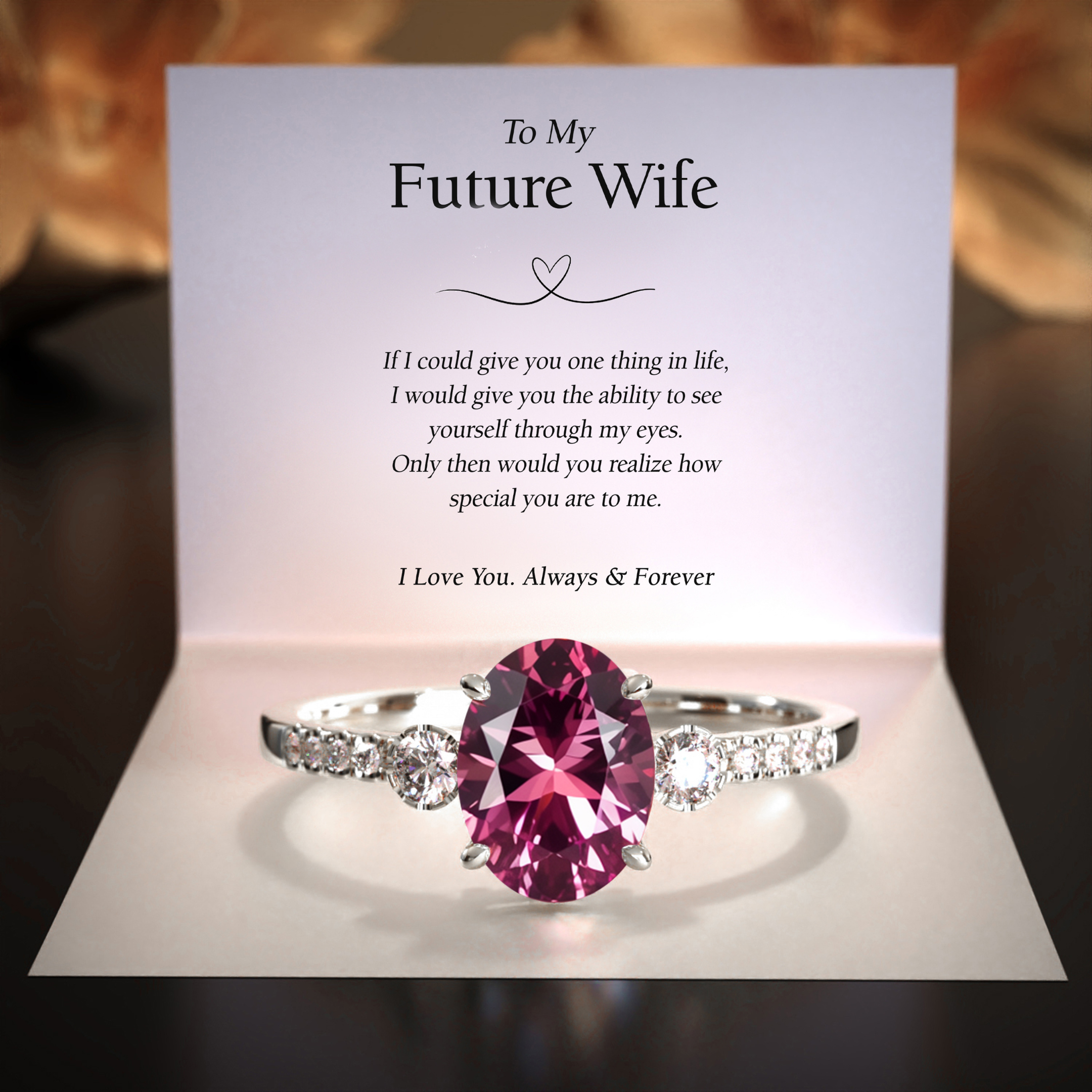 The Luna 2CT Oval Cut Pink Moissanite Ring | To My Future Wife