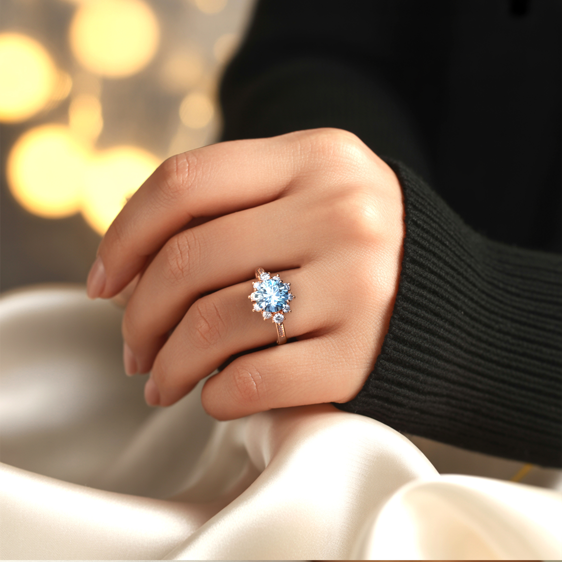 The Bethany 4CT Blue Moissanite Ring