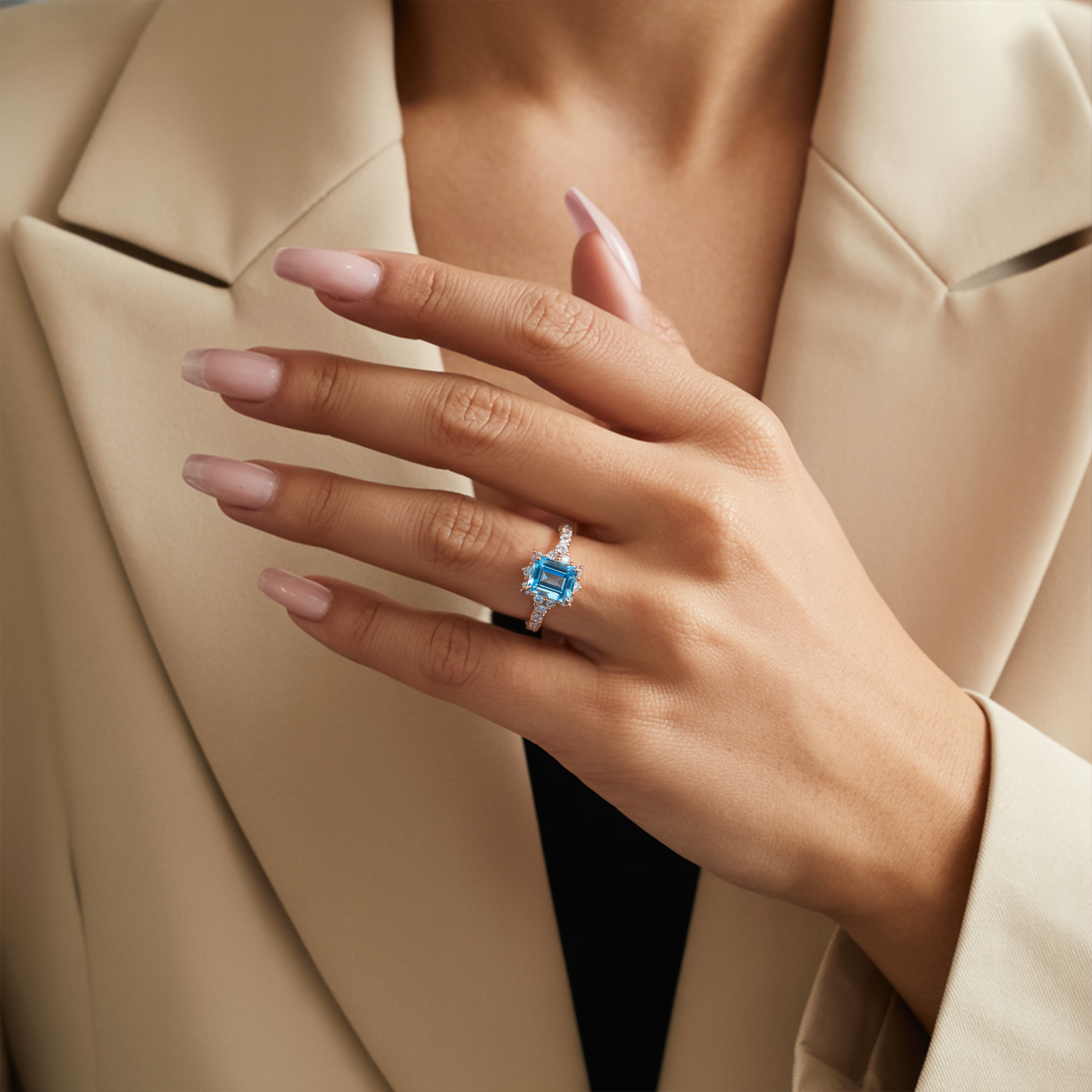 The Caterina Emerald Cut Moissanite Ring