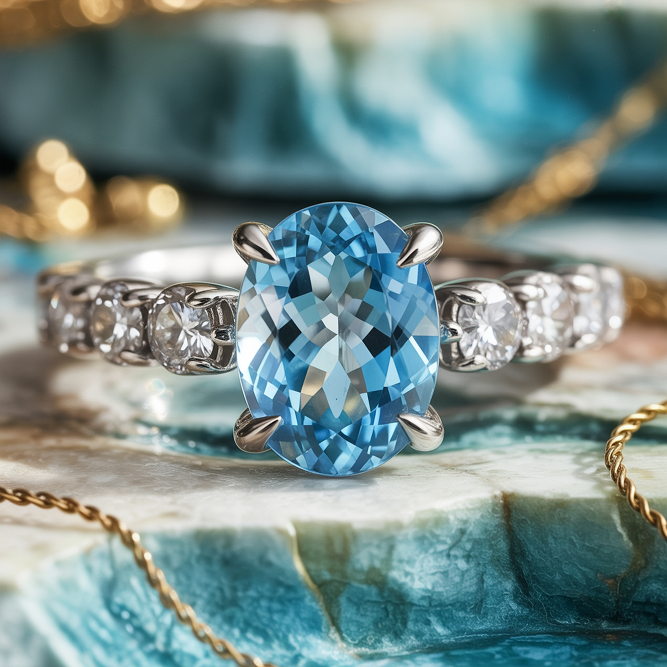 De Celestine - Blauwe Moissanite Ring