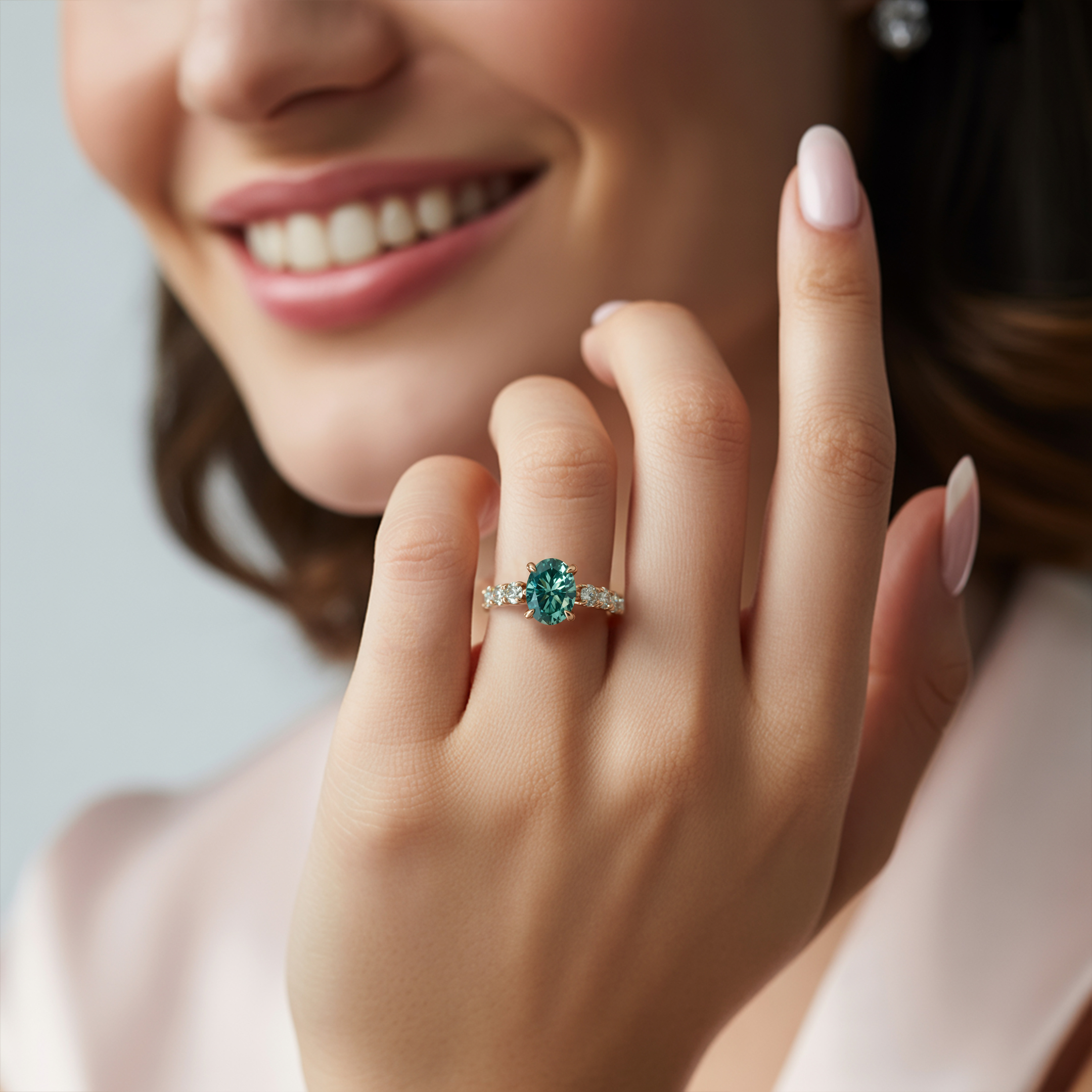 De Celestine - Groene Moissanite Ring