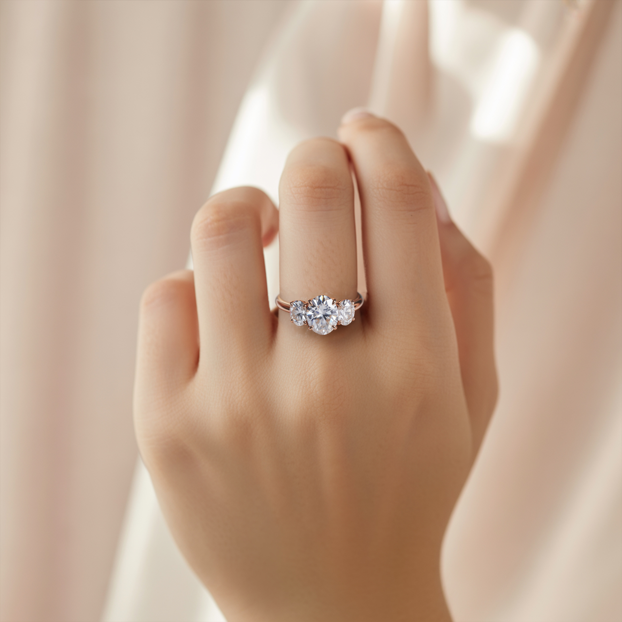 The Luna - Three Stone Moissanite Ring