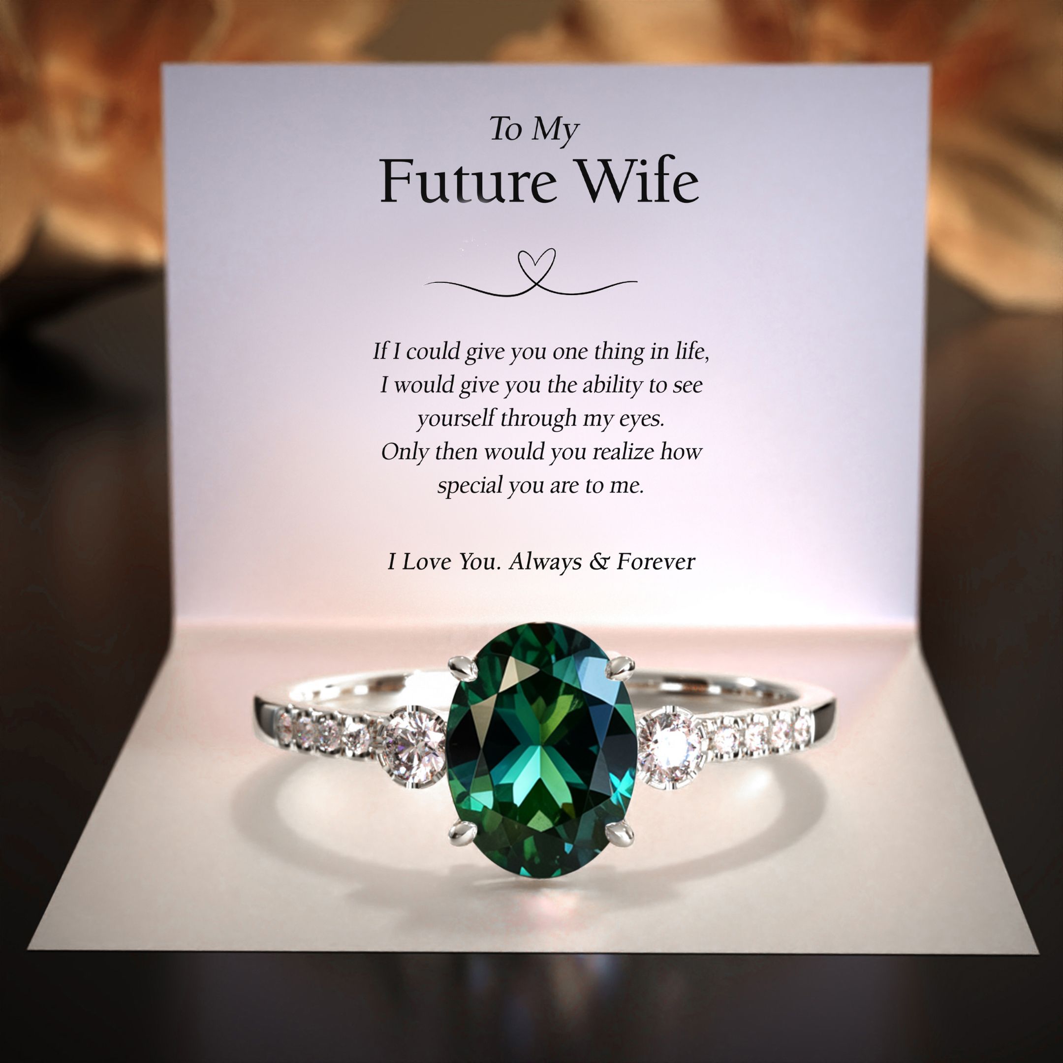 The Luna | To My Future Wife | 2CT Oval Cut Green Moissanite Ring