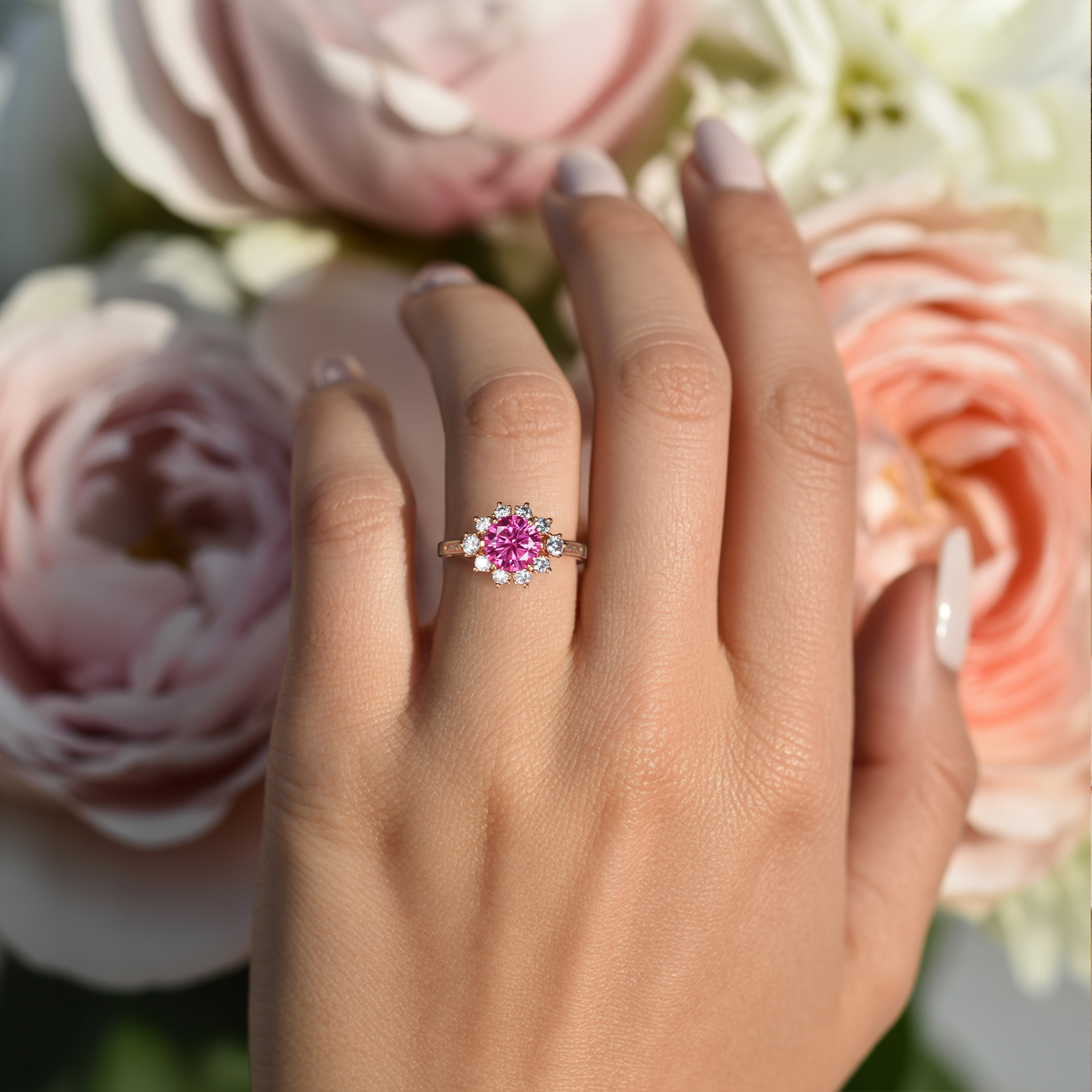 The Bethany - Pink Moissanite Ring
