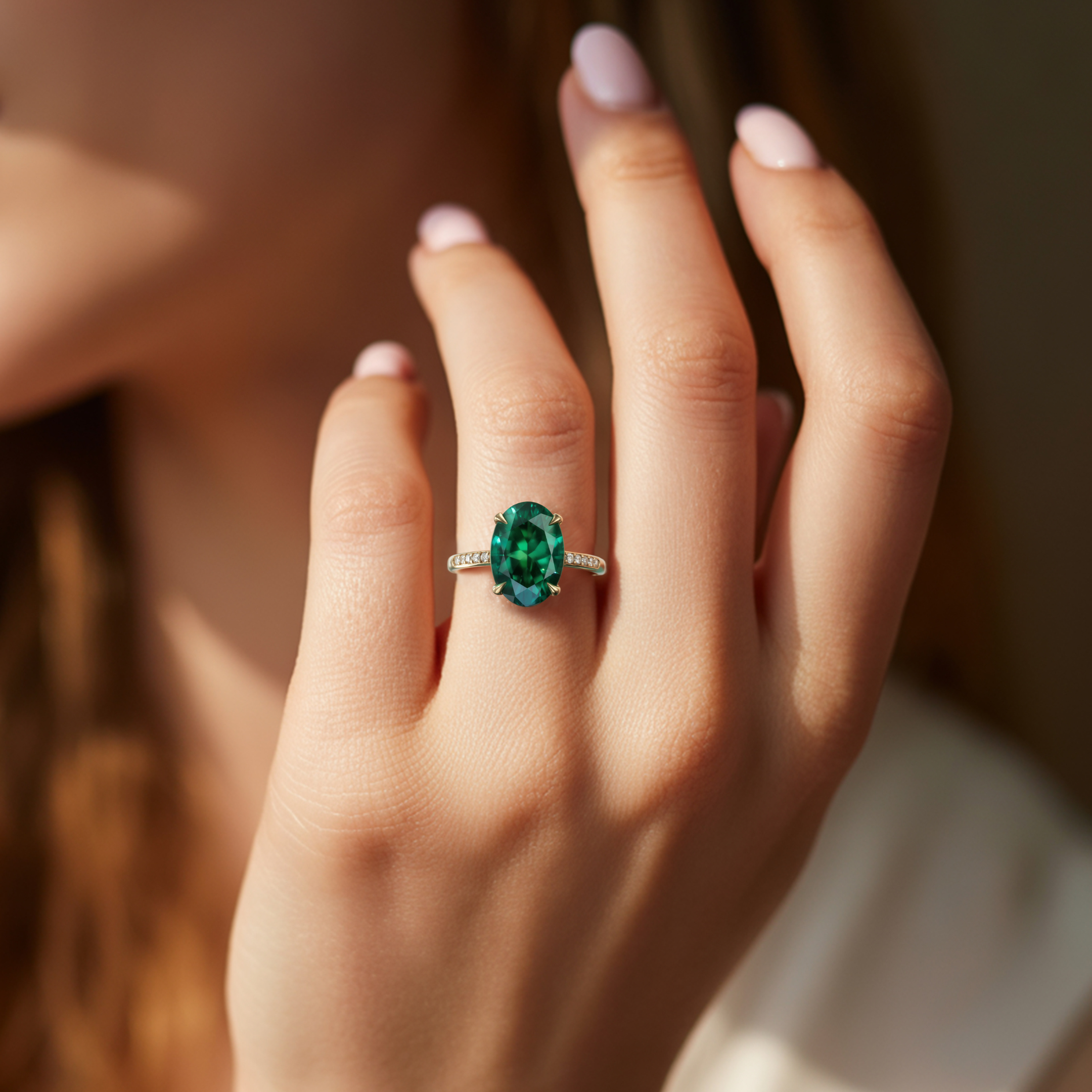 The Opaline - Green Moissanite Ring