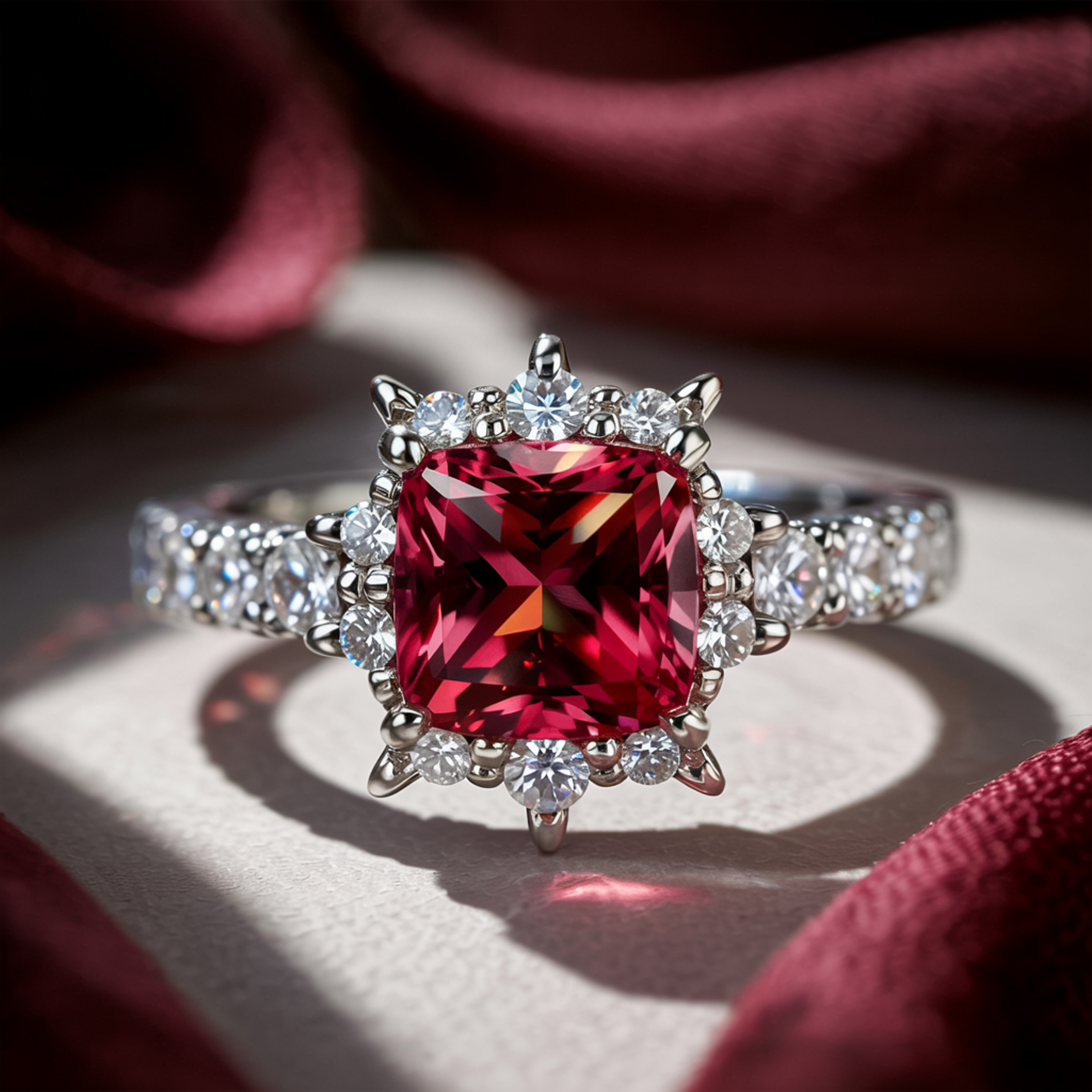 The Caterina 1CT Princess Cut Red Moissanite Ring
