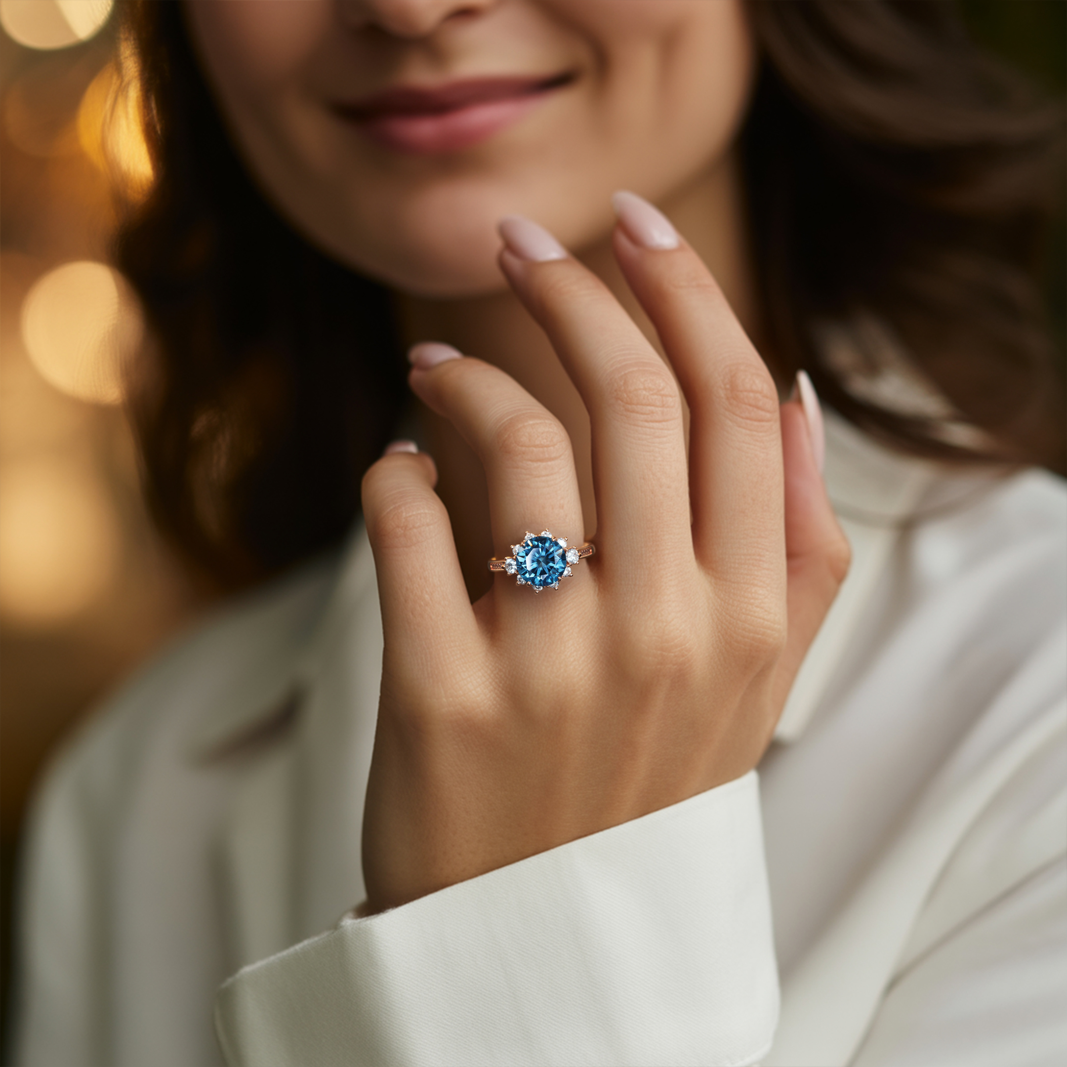 La bague Bethany, moissanite bleue 5CT