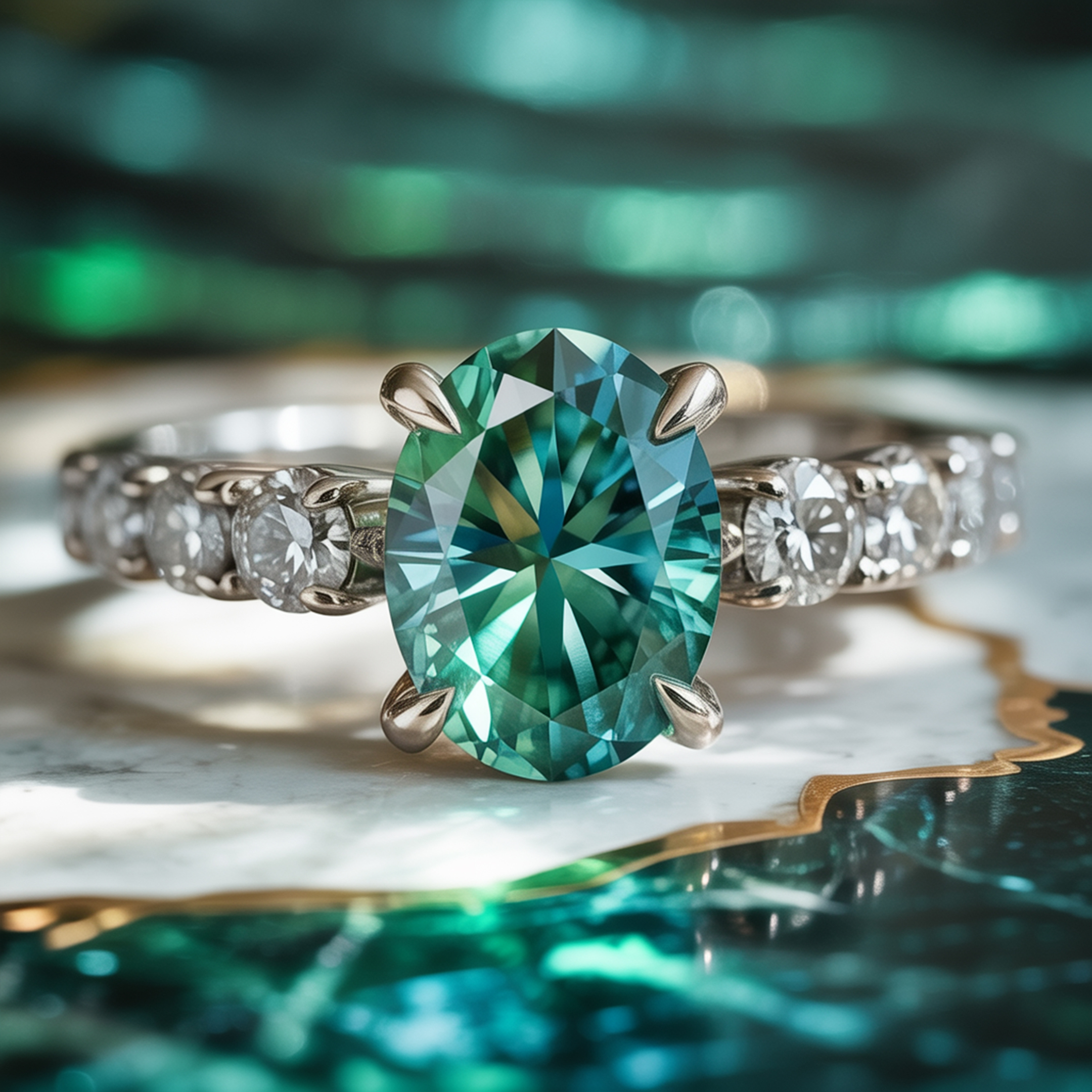 De Celestine - Groene Moissanite Ring