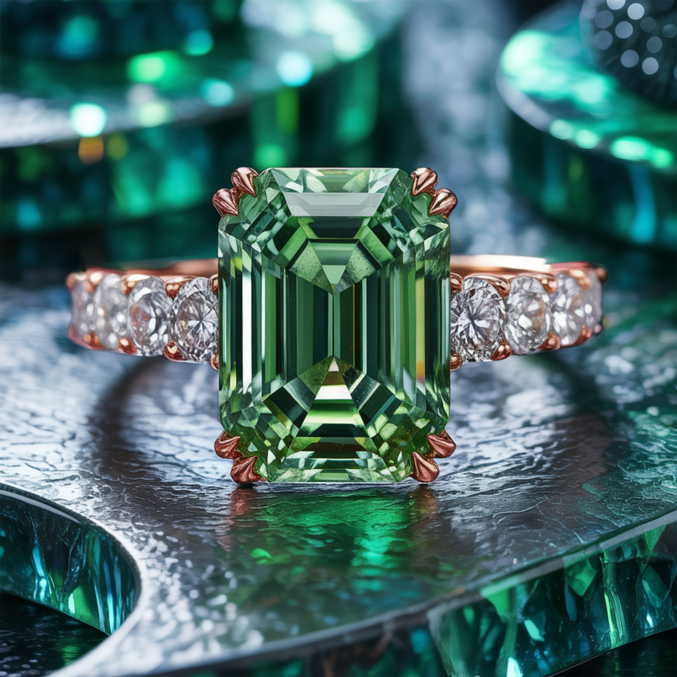The Camilla - Green Moissanite Ring