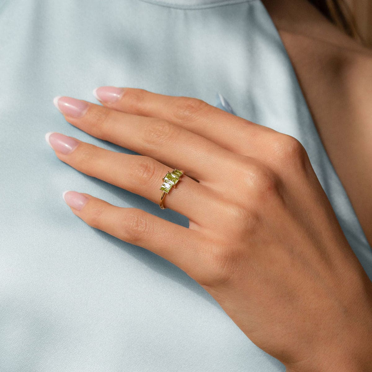 Personalized Emerald Cut Birthstone Ring - Stainless Steel