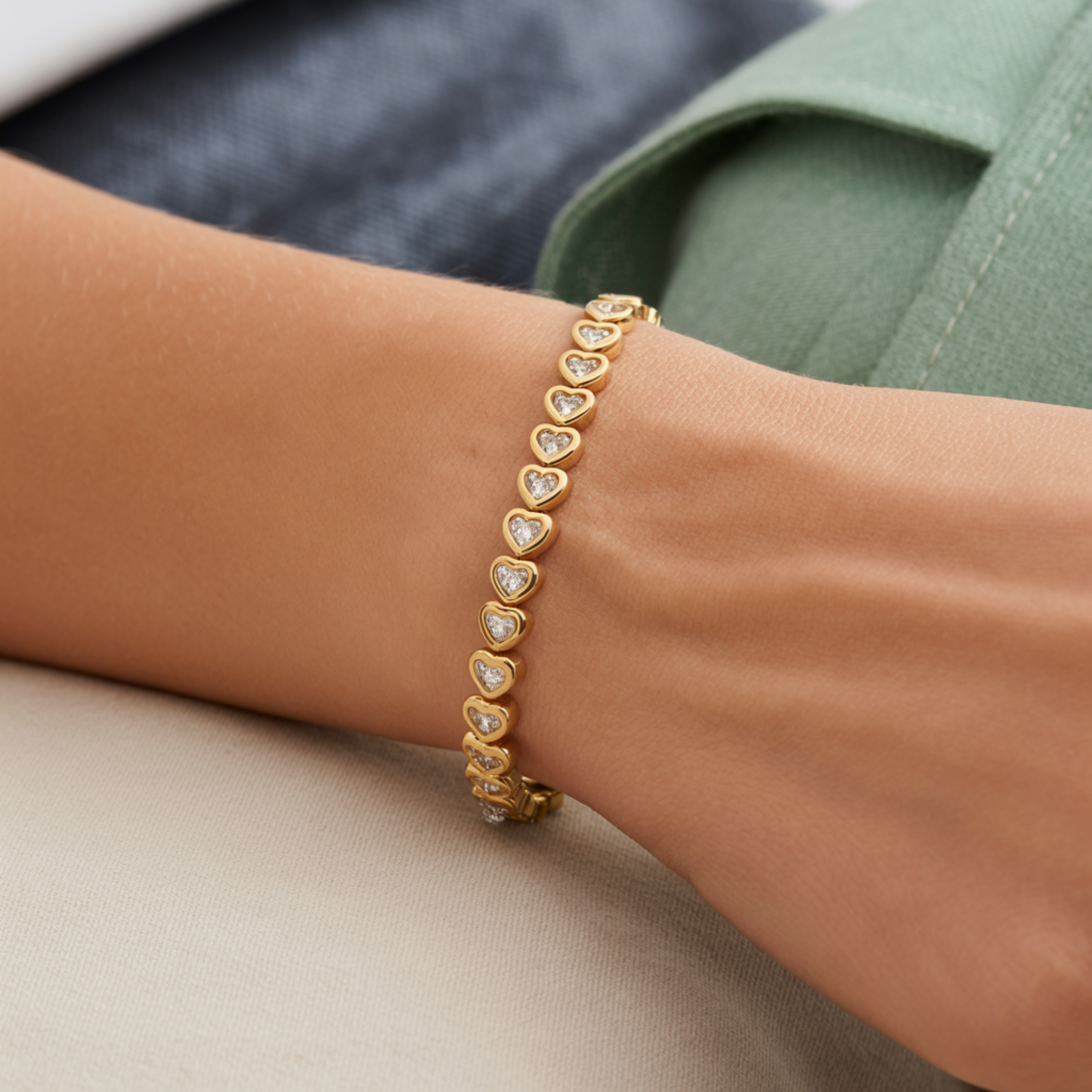 Gold Tennis Heart Bracelet