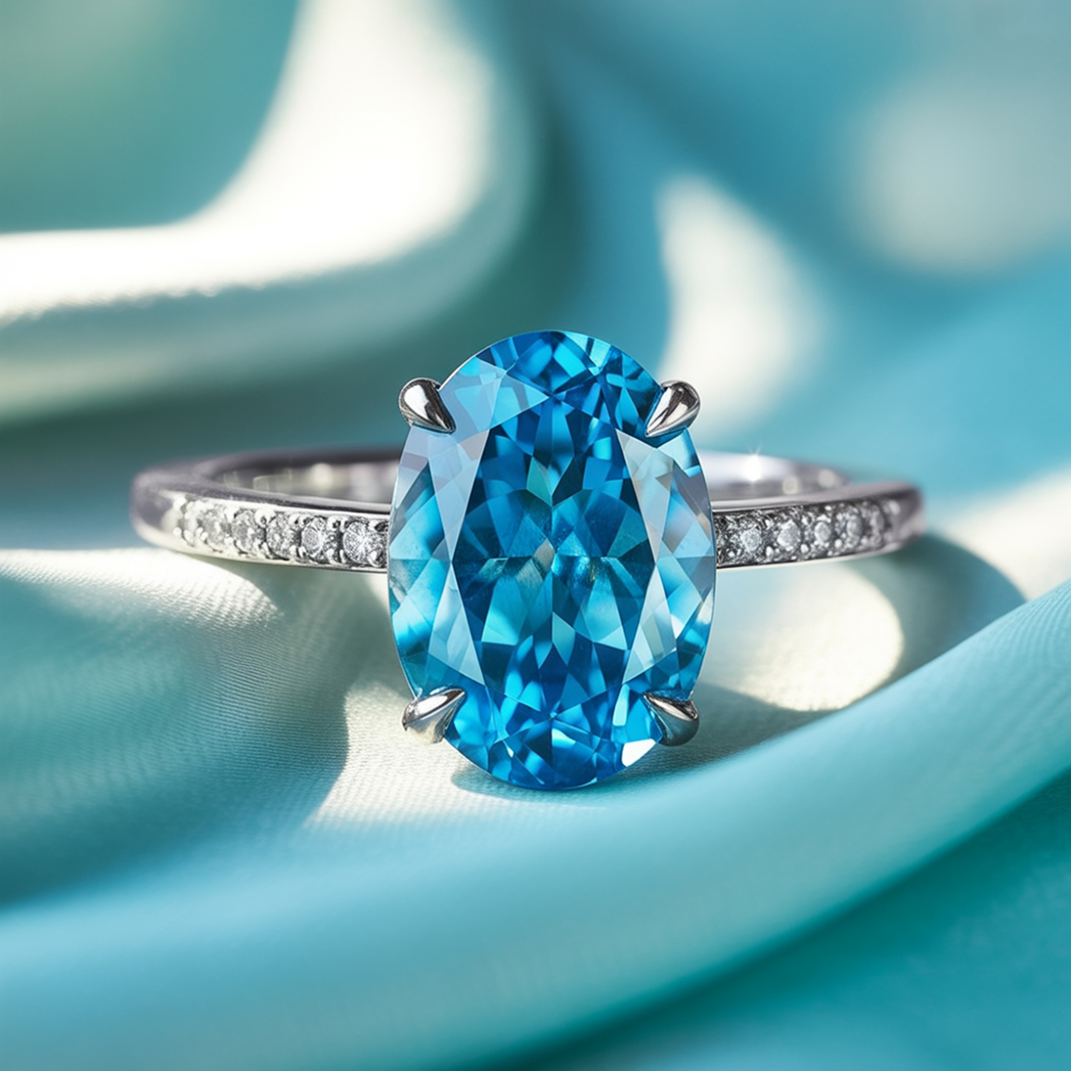 La bague Opaline - Moissanite bleue