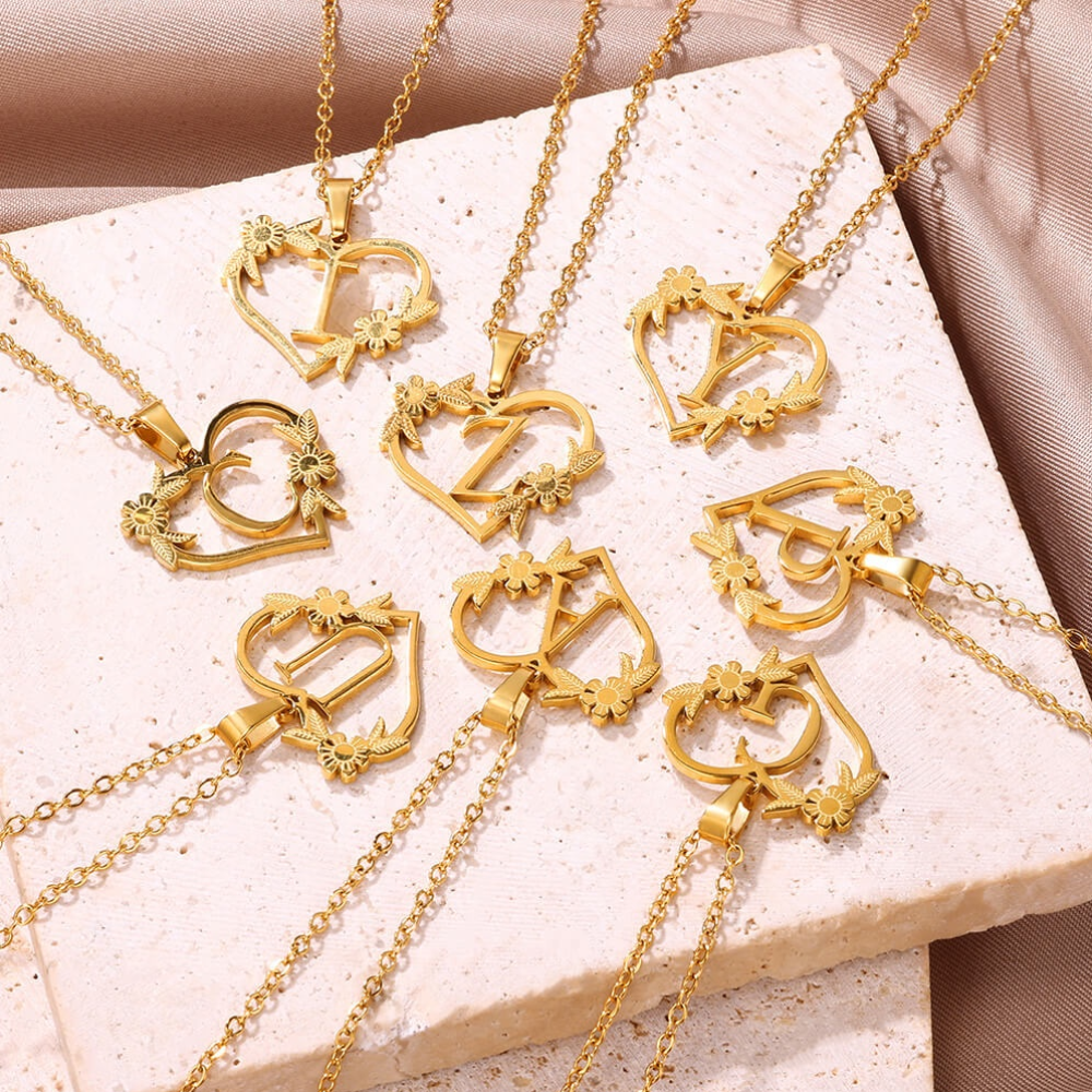 Gold Custom Initial Heart Necklace