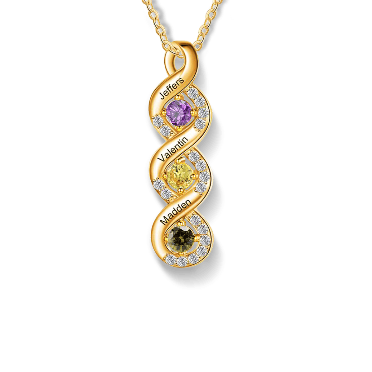 Personalized Family Infinity Birthstones Necklace - S925 Sterling Silver