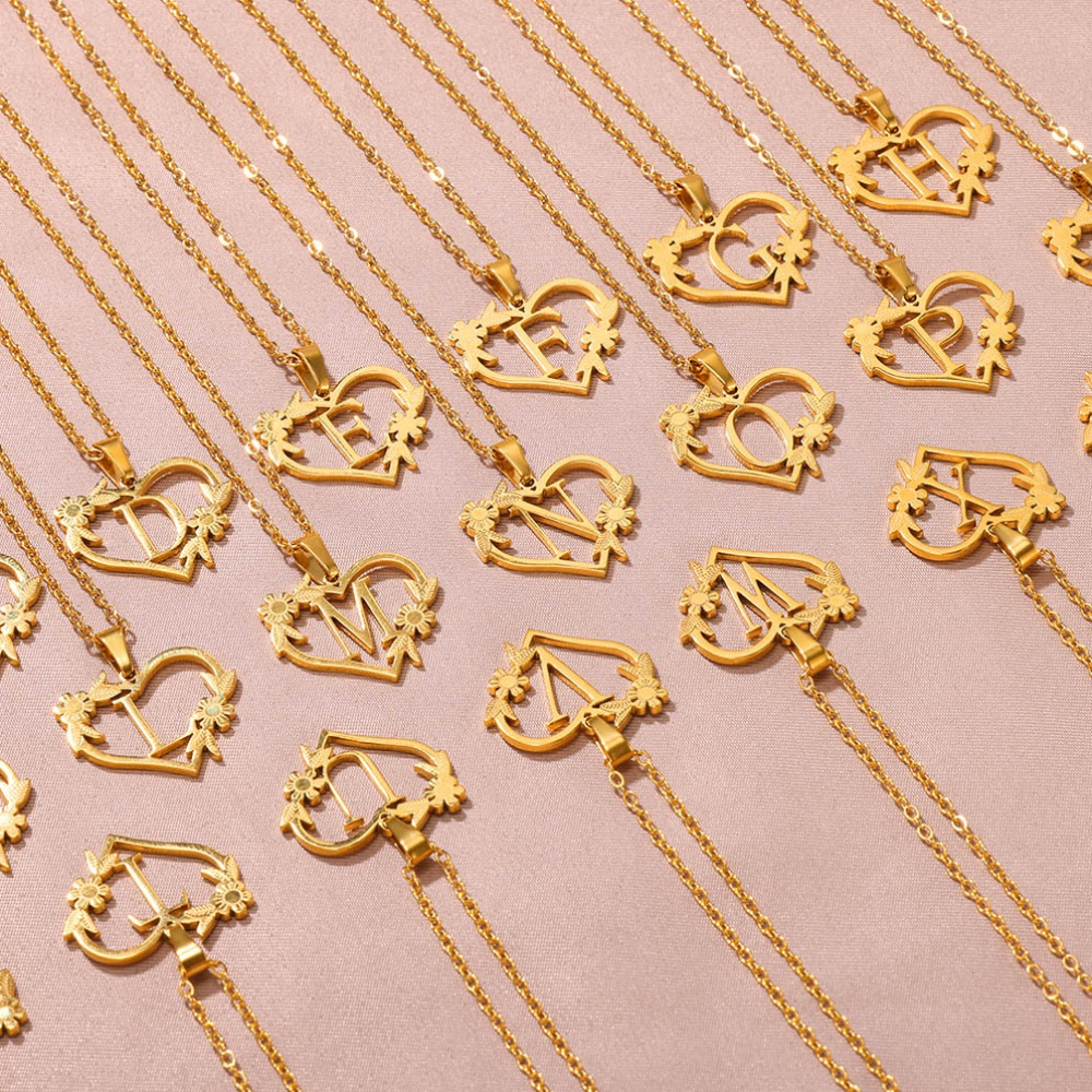 Gold Custom Initial Heart Necklace