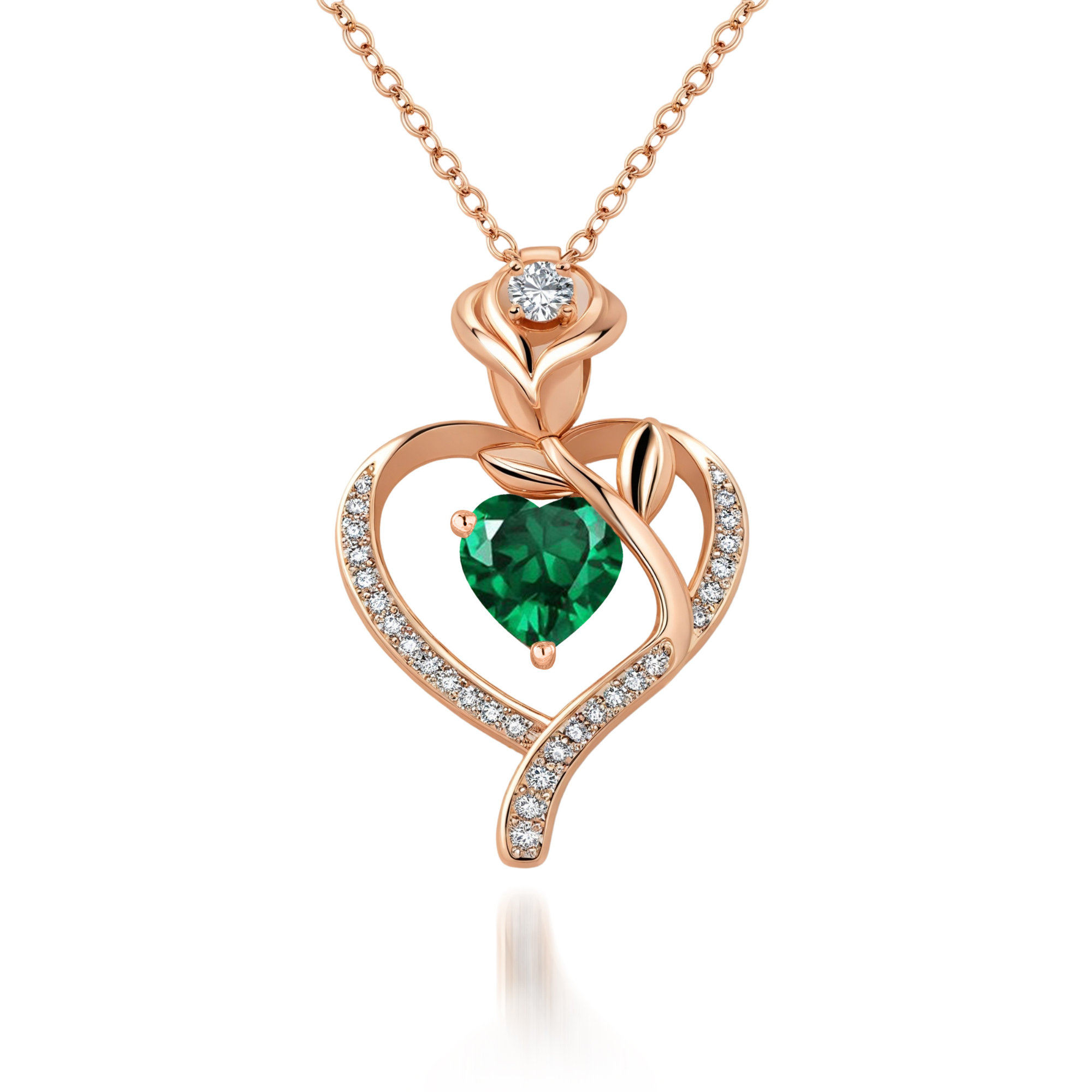 Rozenbloem Hart Geboortesteen Ketting
