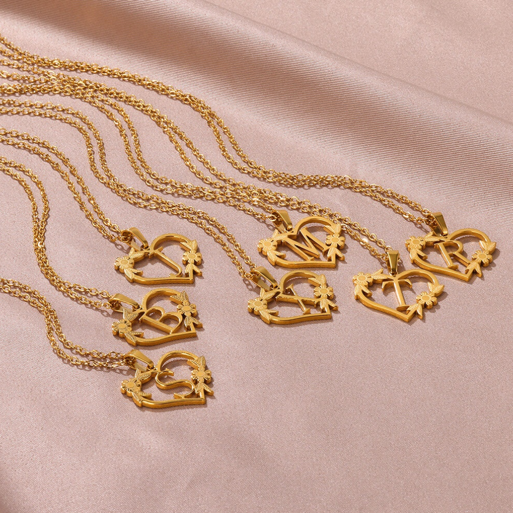 Gold Custom Initial Heart Necklace
