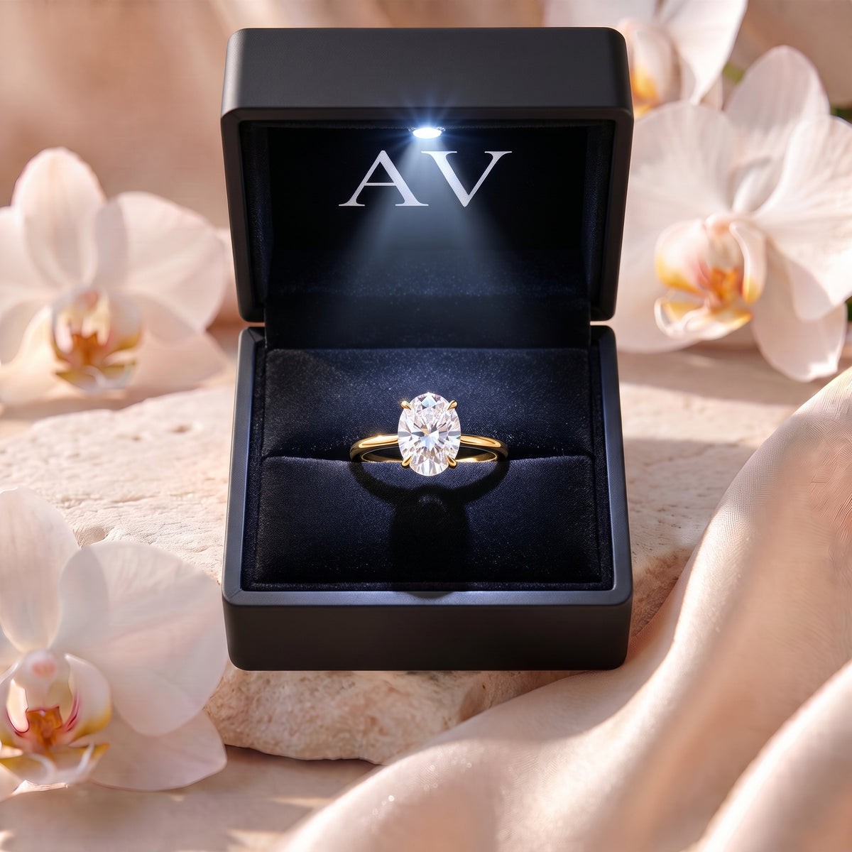 AI0009-OVA-2CT-PLAIN-SOLIT - Premium LED Gift Box Presentation