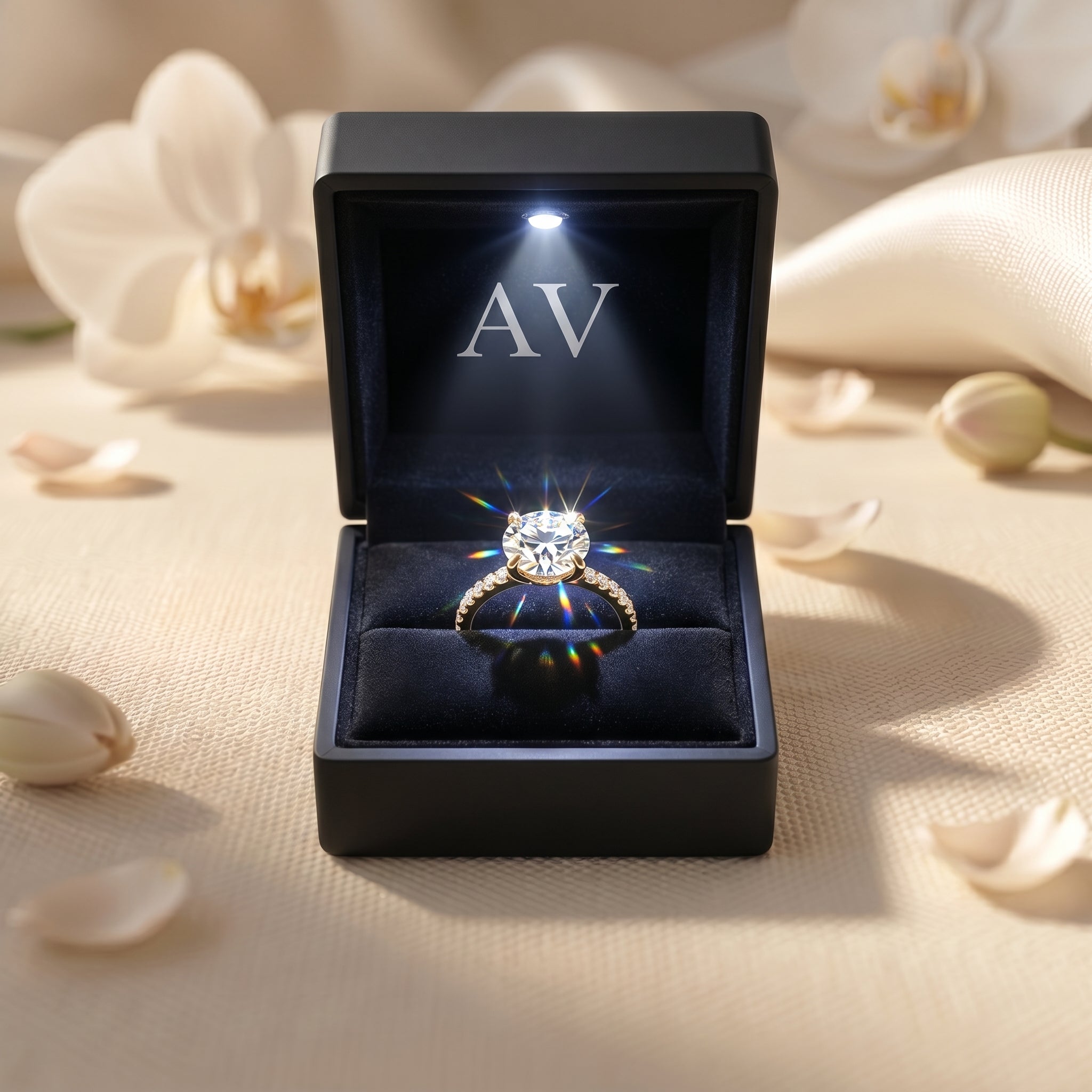 AI0009-ROU-1.5CT-PAVE-SOLIT - Premium LED Gift Box Presentation