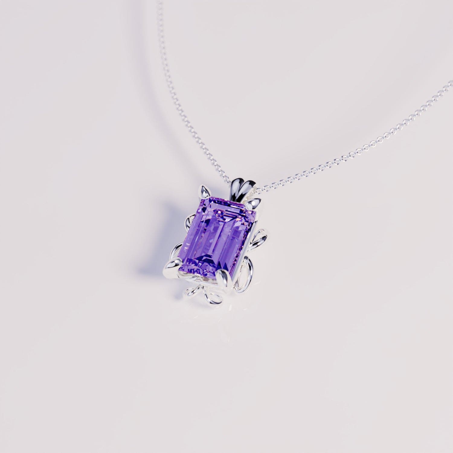 February Amethyst Birthstone Necklace - S925 Sterling Silver