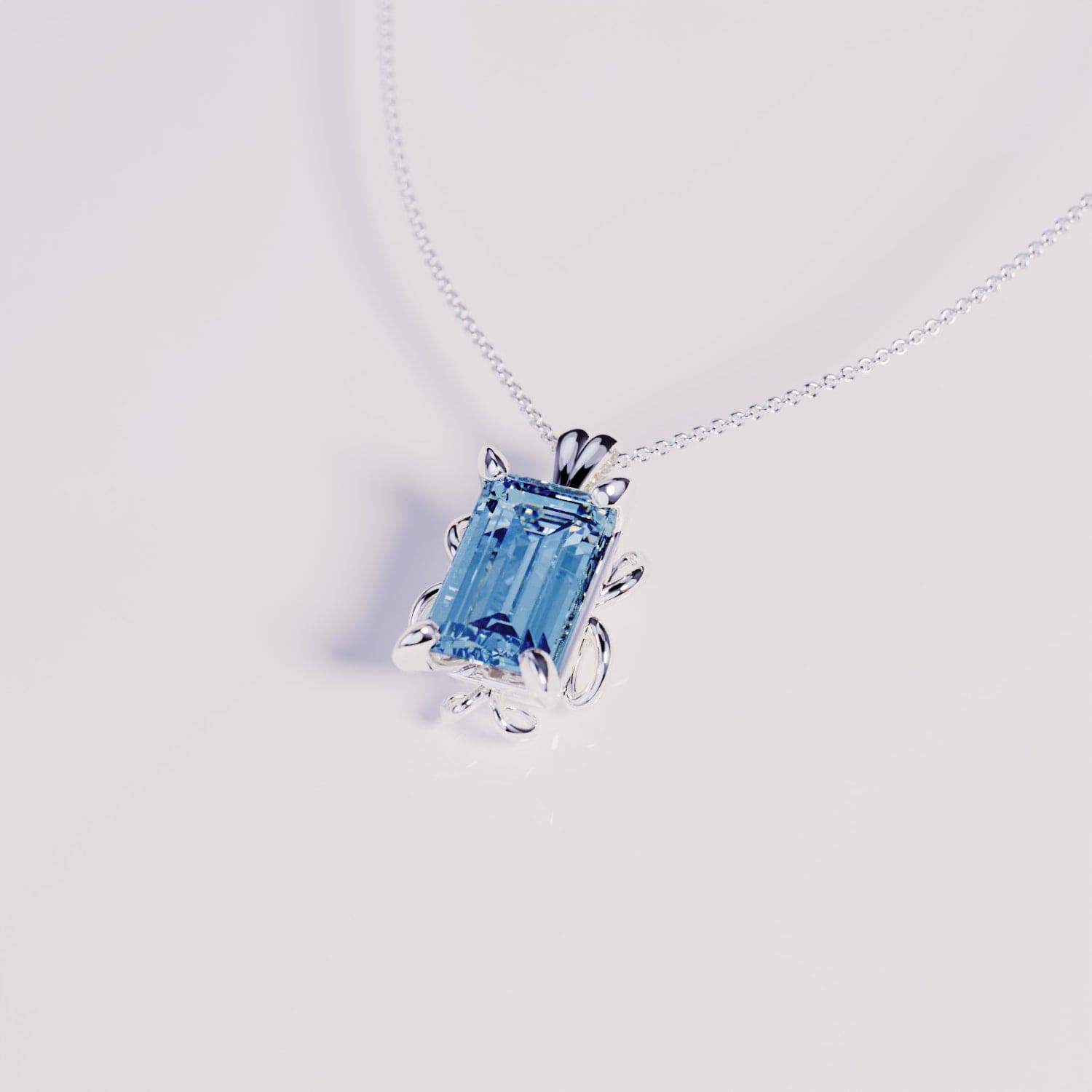 March Aquamarine Birthstone Necklace - S925 Sterling Silver