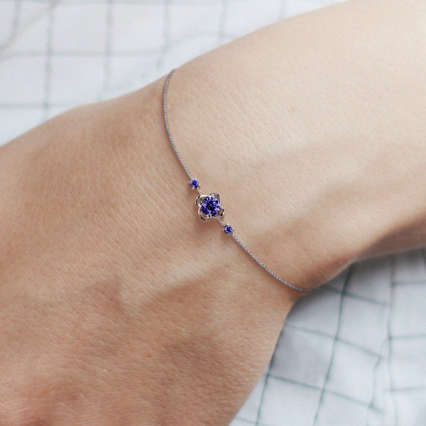 June Alexandrite Birthstone Bracelet - S925 Sterling Silver