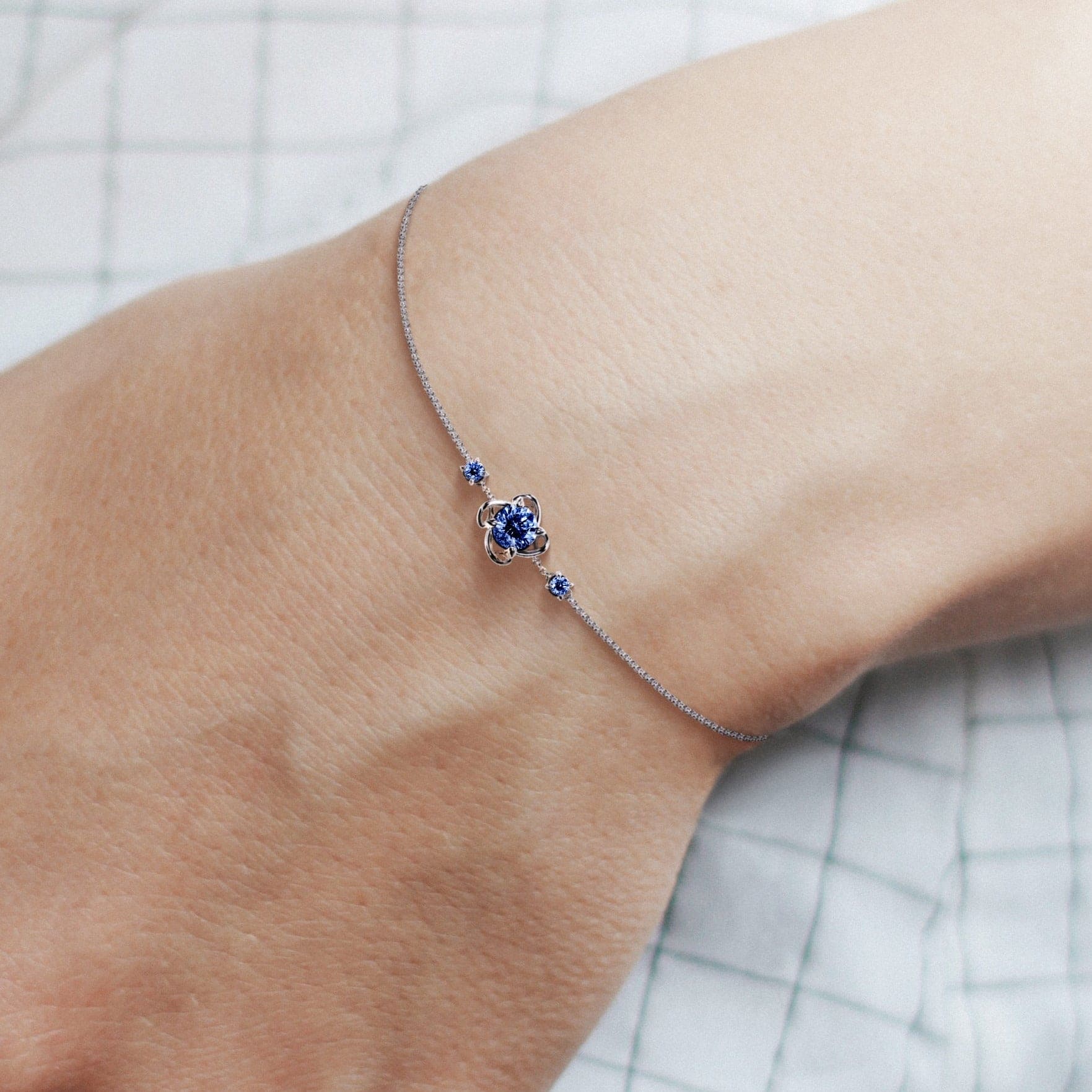September Sapphire Birthstone Bracelet - S925 Sterling Silver