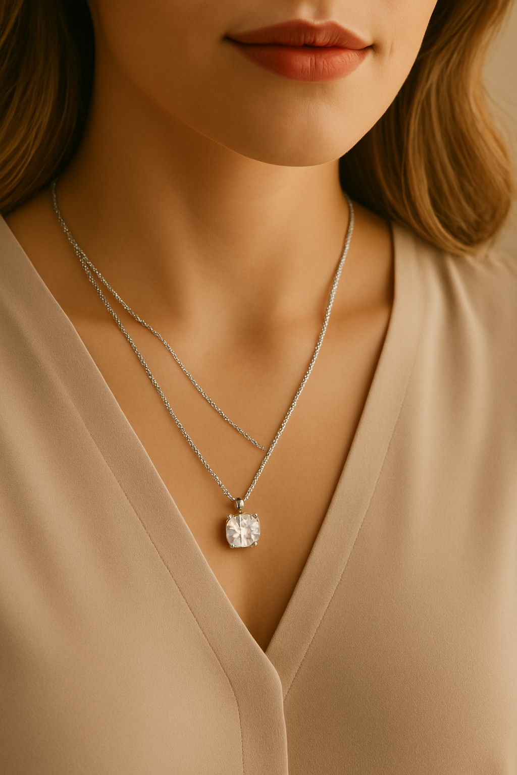 Women's Layered Solitaire Necklace Set - S925 Sterling Silver