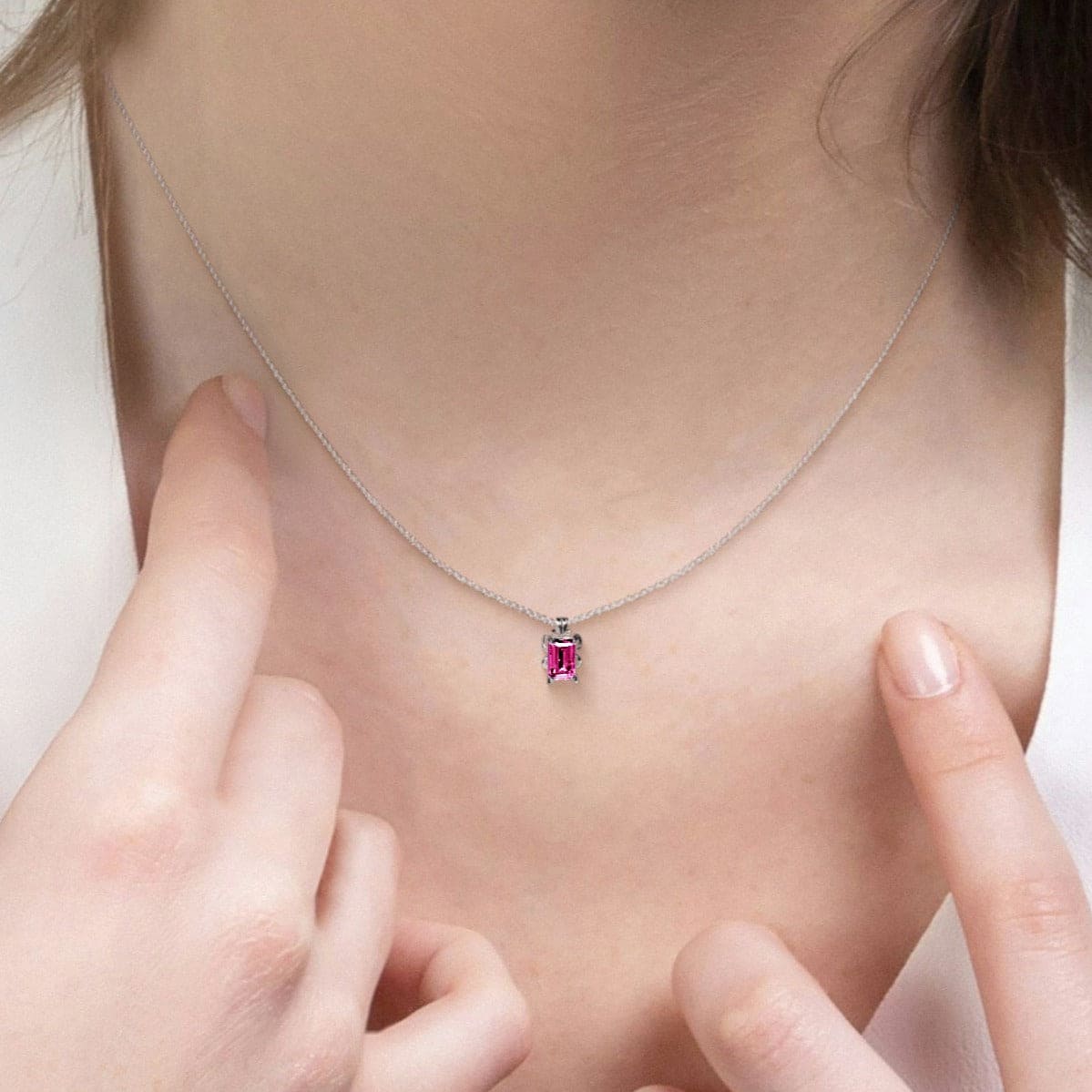 October Tourmaline Birthstone Necklace - S925 Sterling Silver