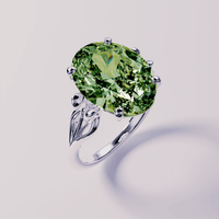 August Peridot Geburtsstein Ring - S925 Sterling Silber