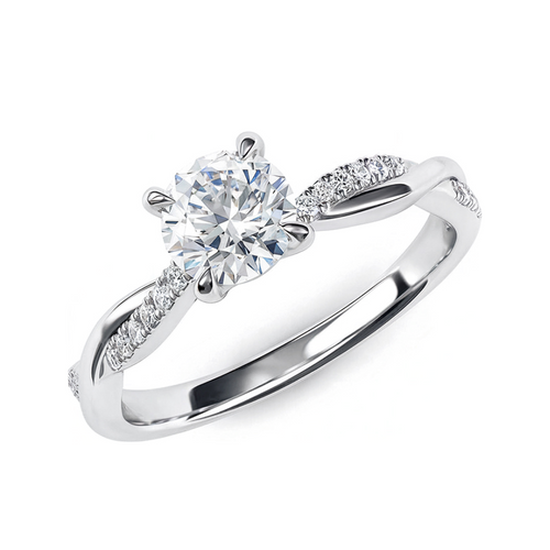 Twisted Band 1CT Round Cut Moissanite Ring