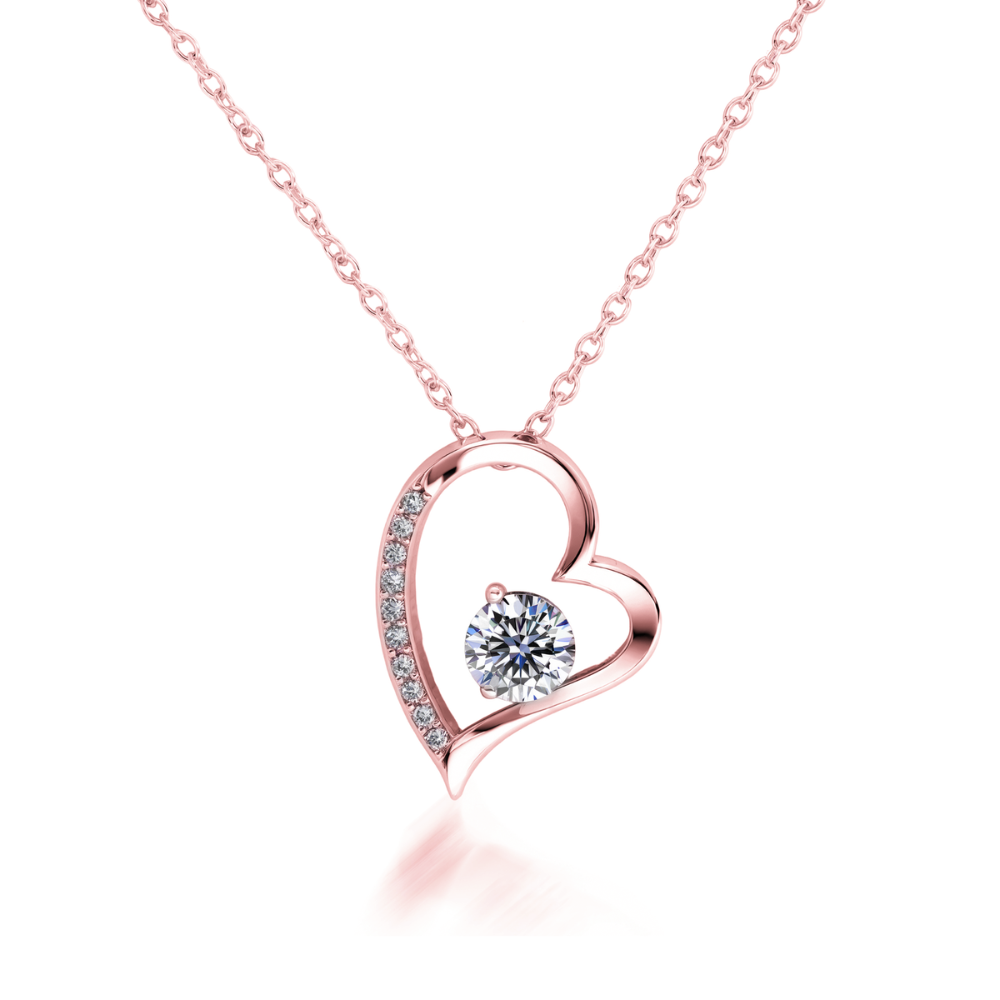 To My Soulmate | Rose Gold Heart Diamond Necklace